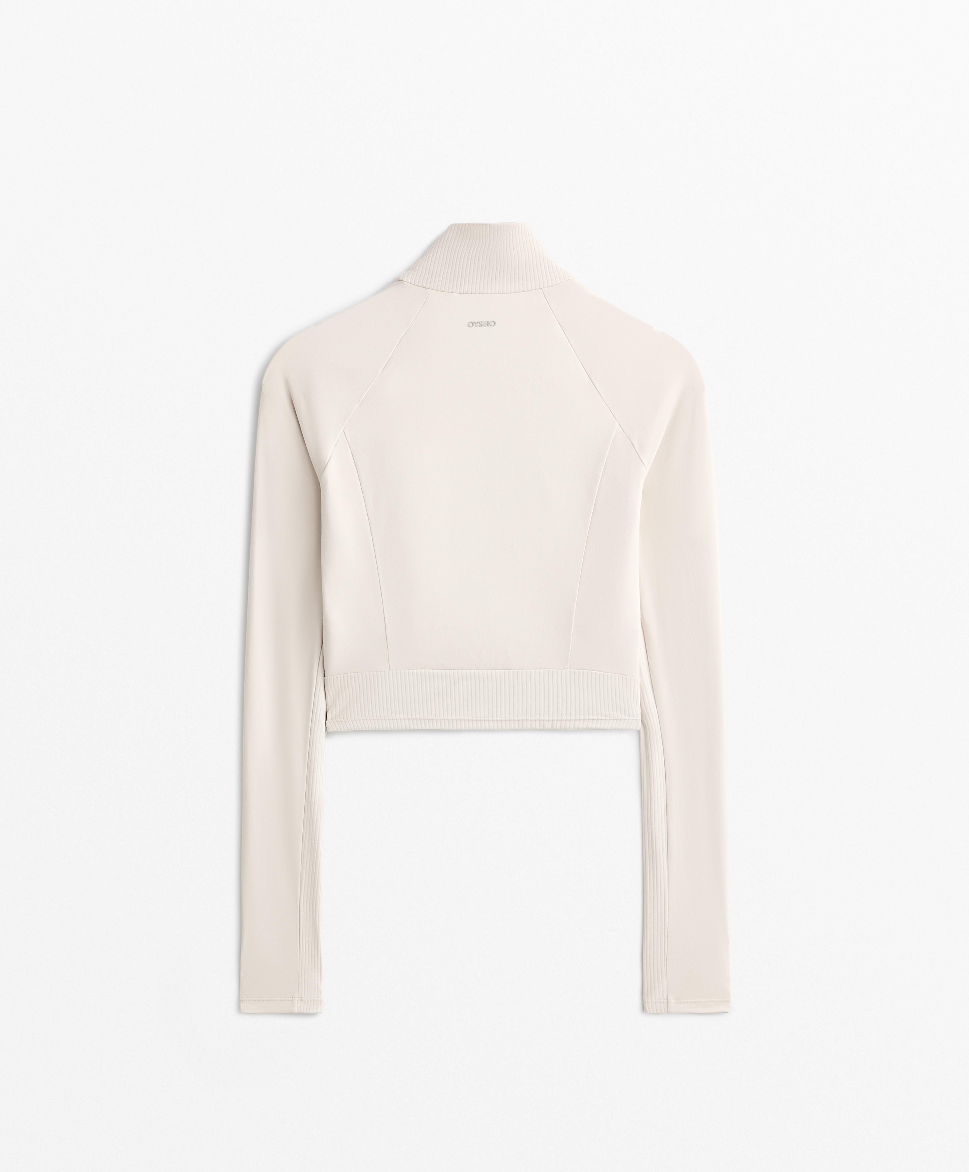 Comfortlux rib long-sleeved crop T-shirt with zip