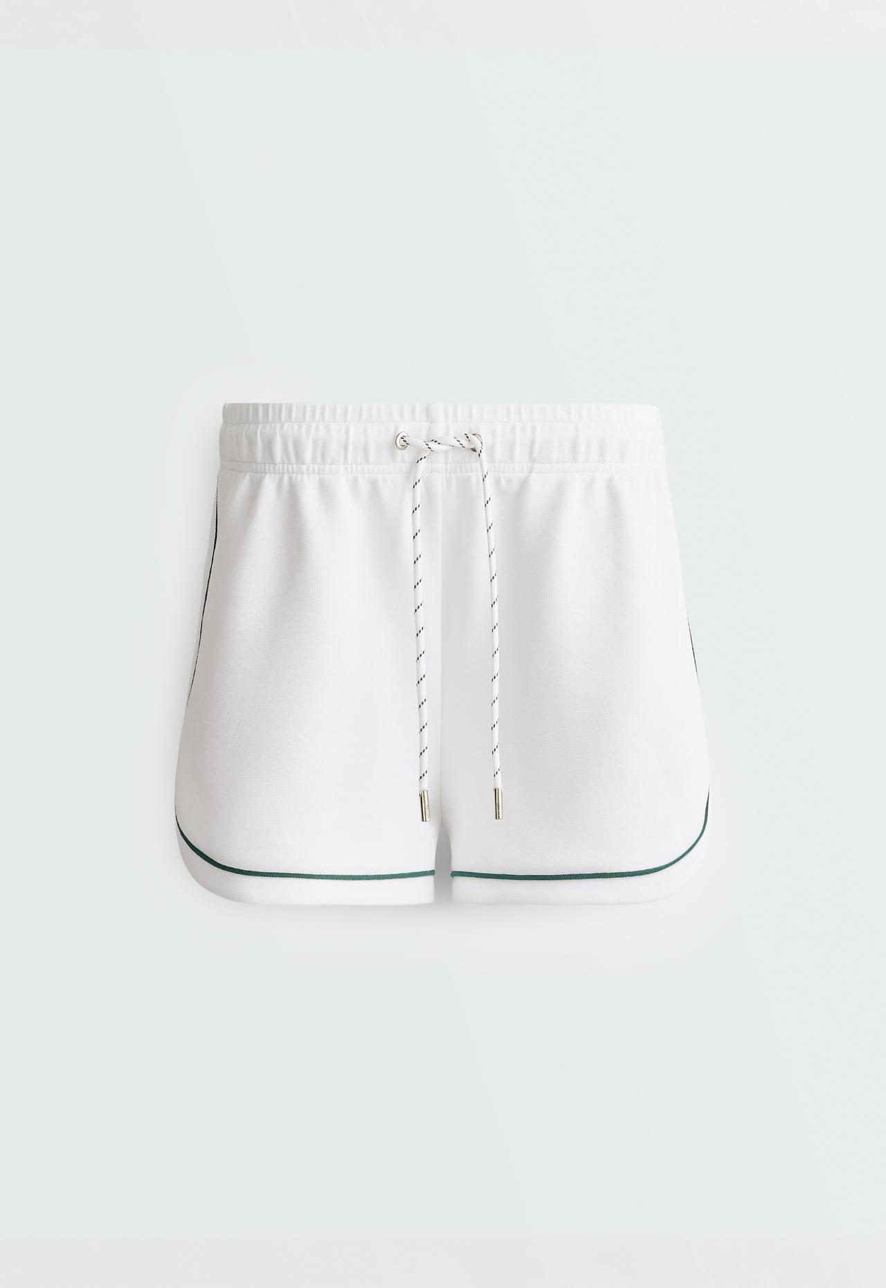 Cotton piqué shorts with piping — WHITE 
