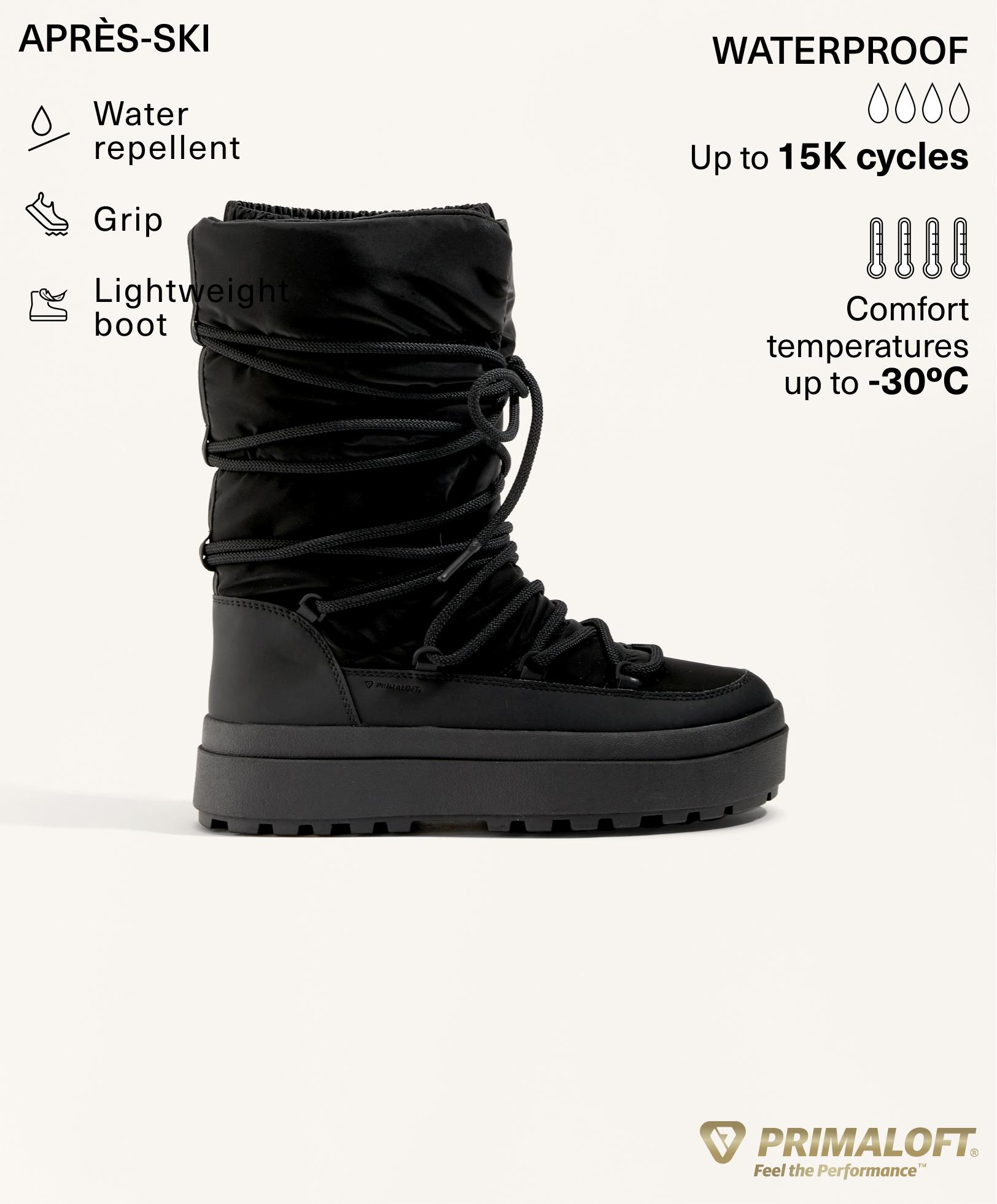 Laced nylon après-ski boot
