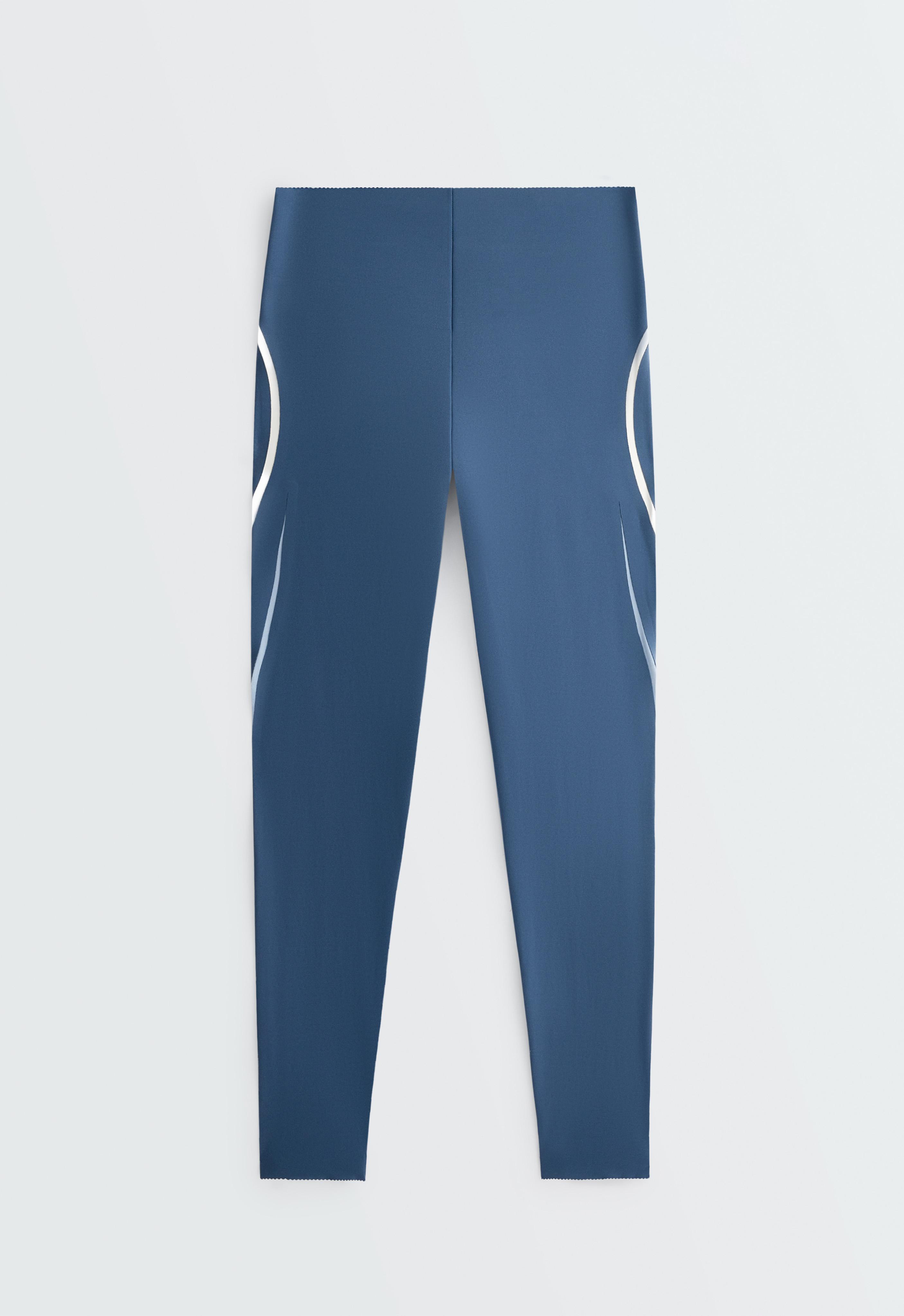 Compressive core control high-rise ankle-length leggings with lines