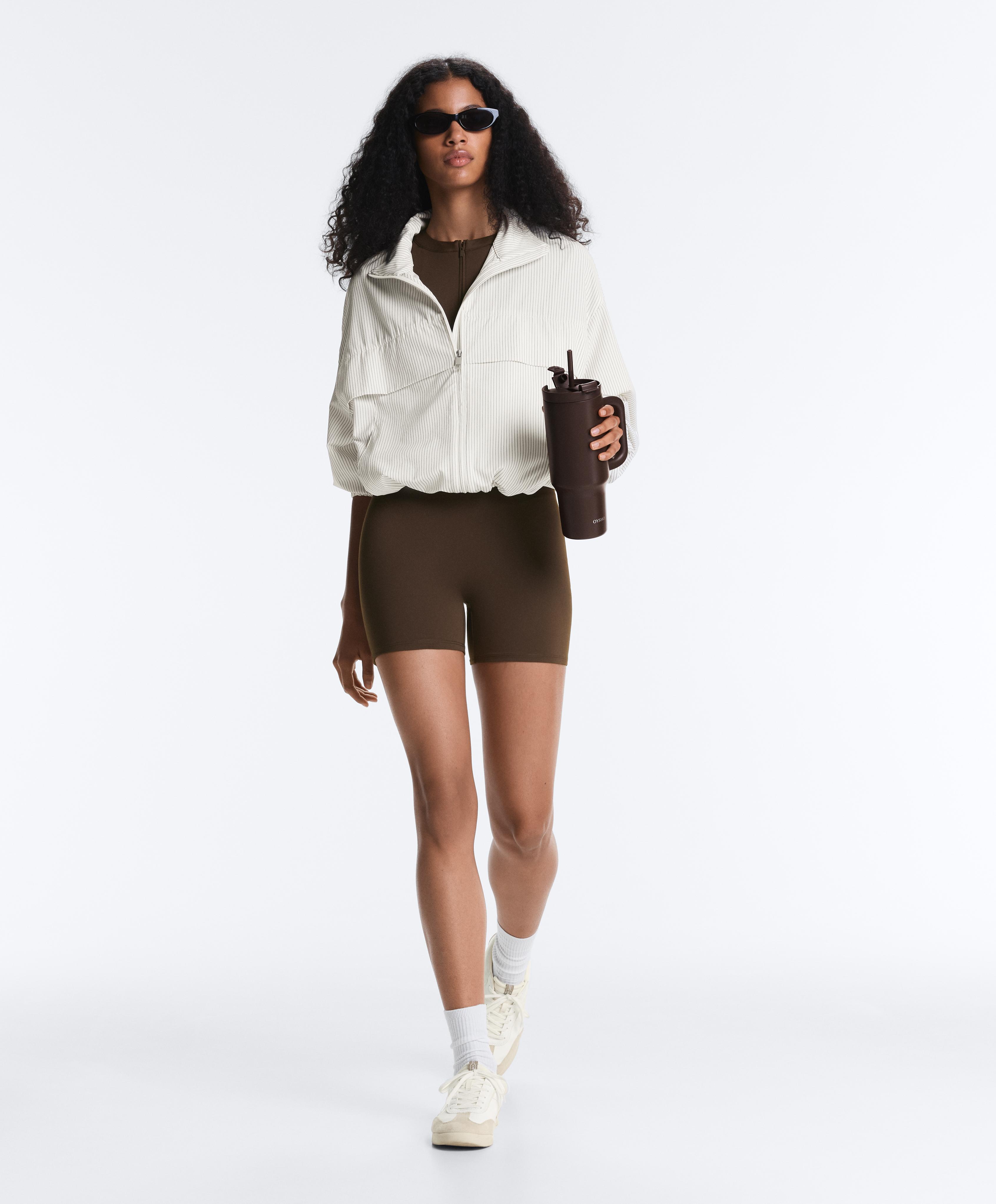 Comfortlux short zip jumpsuit — DARK BROWN