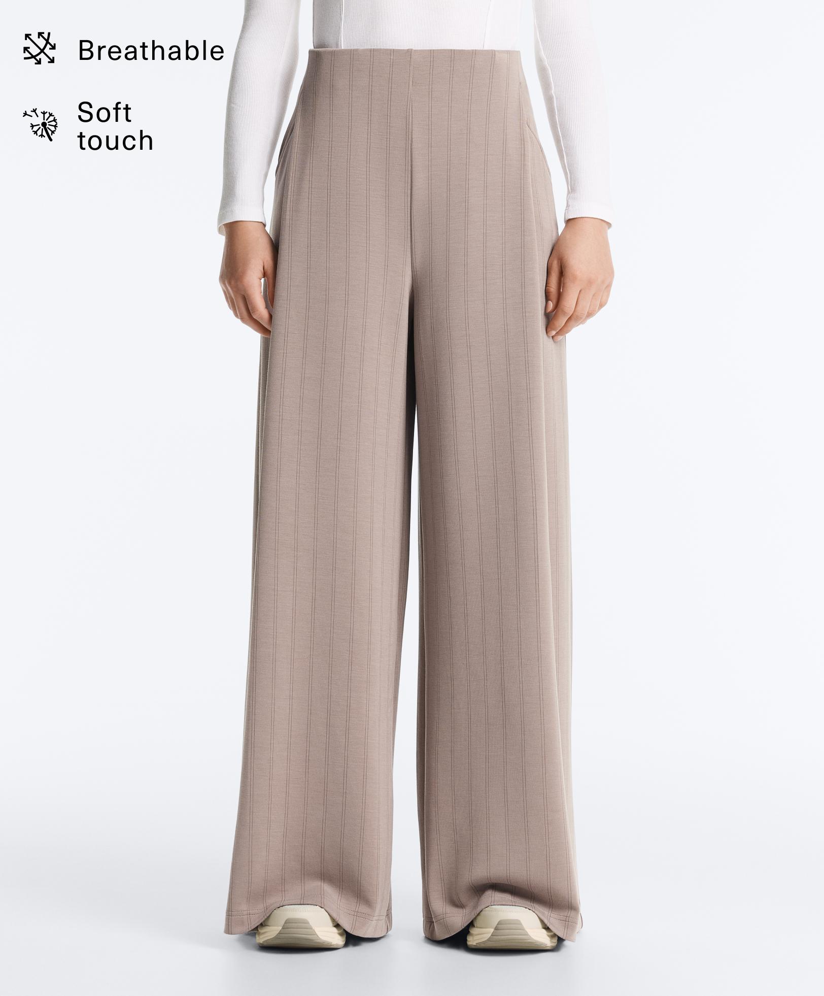 Pantalón ancho rayas con modal tacto suave Pantalón ancho rayas con modal tacto suave