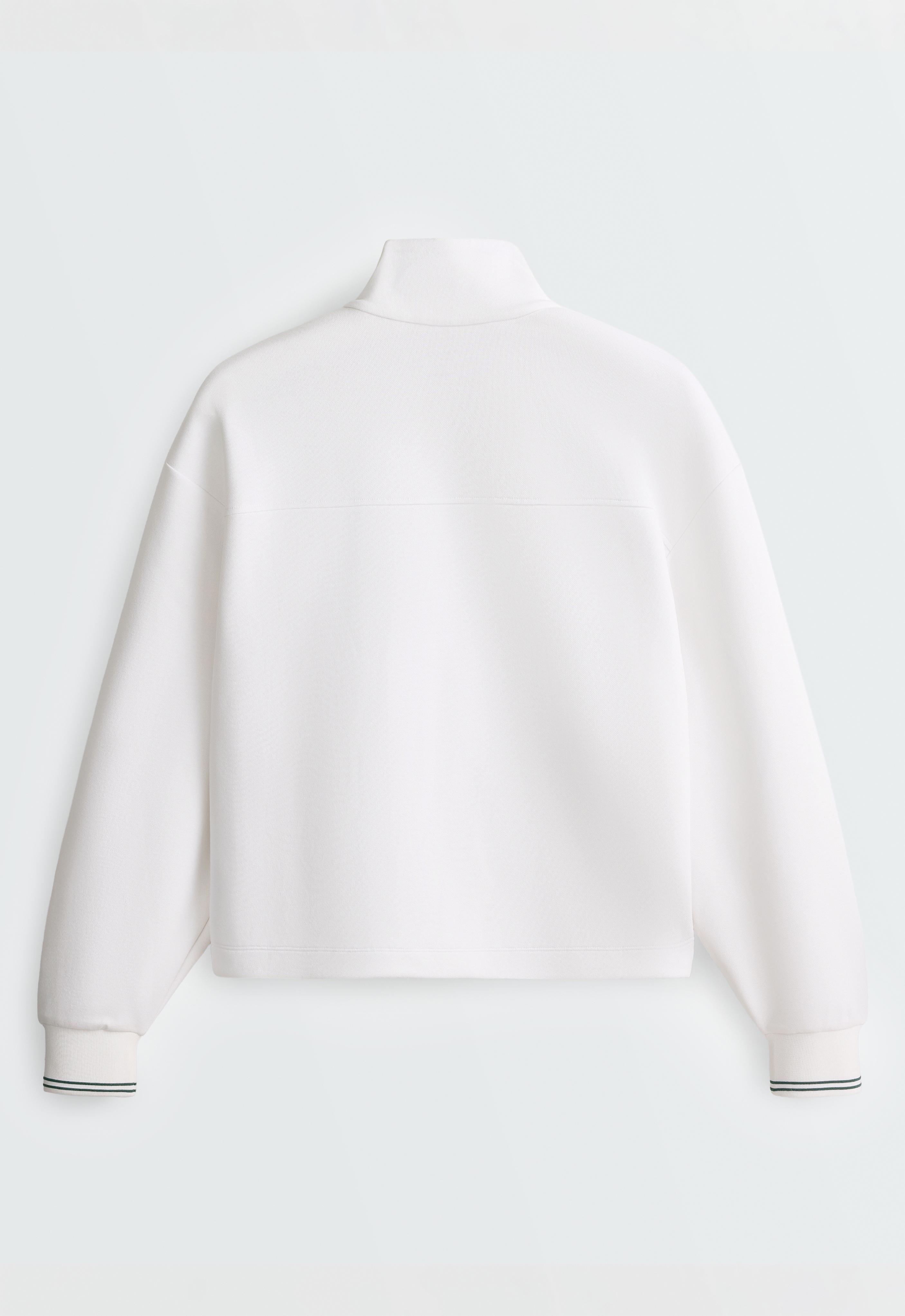 Cotton piqué jacket with piping — WHITE