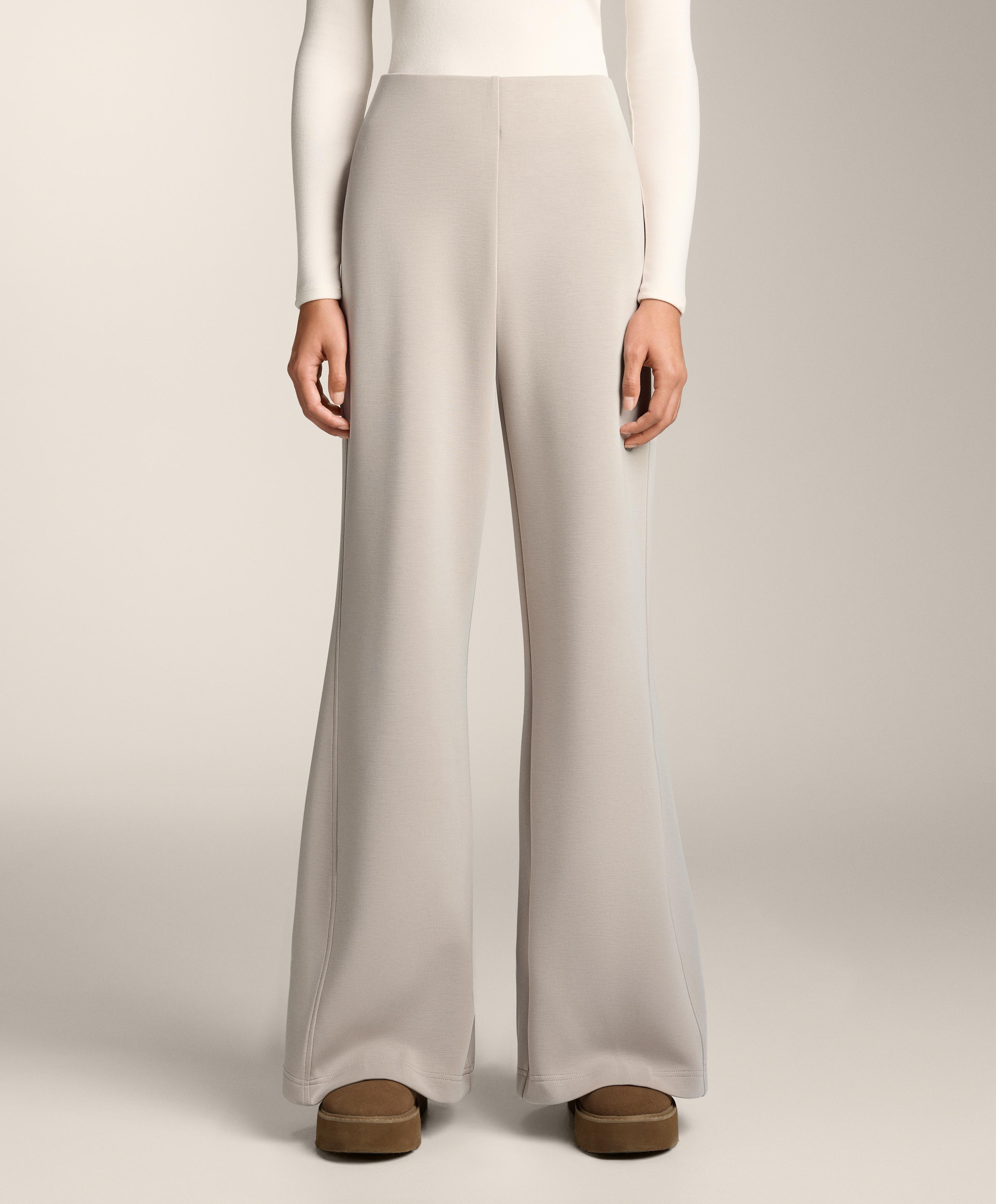 Super high-rise flare trousers with brushed modal — DUSTY TAUPE