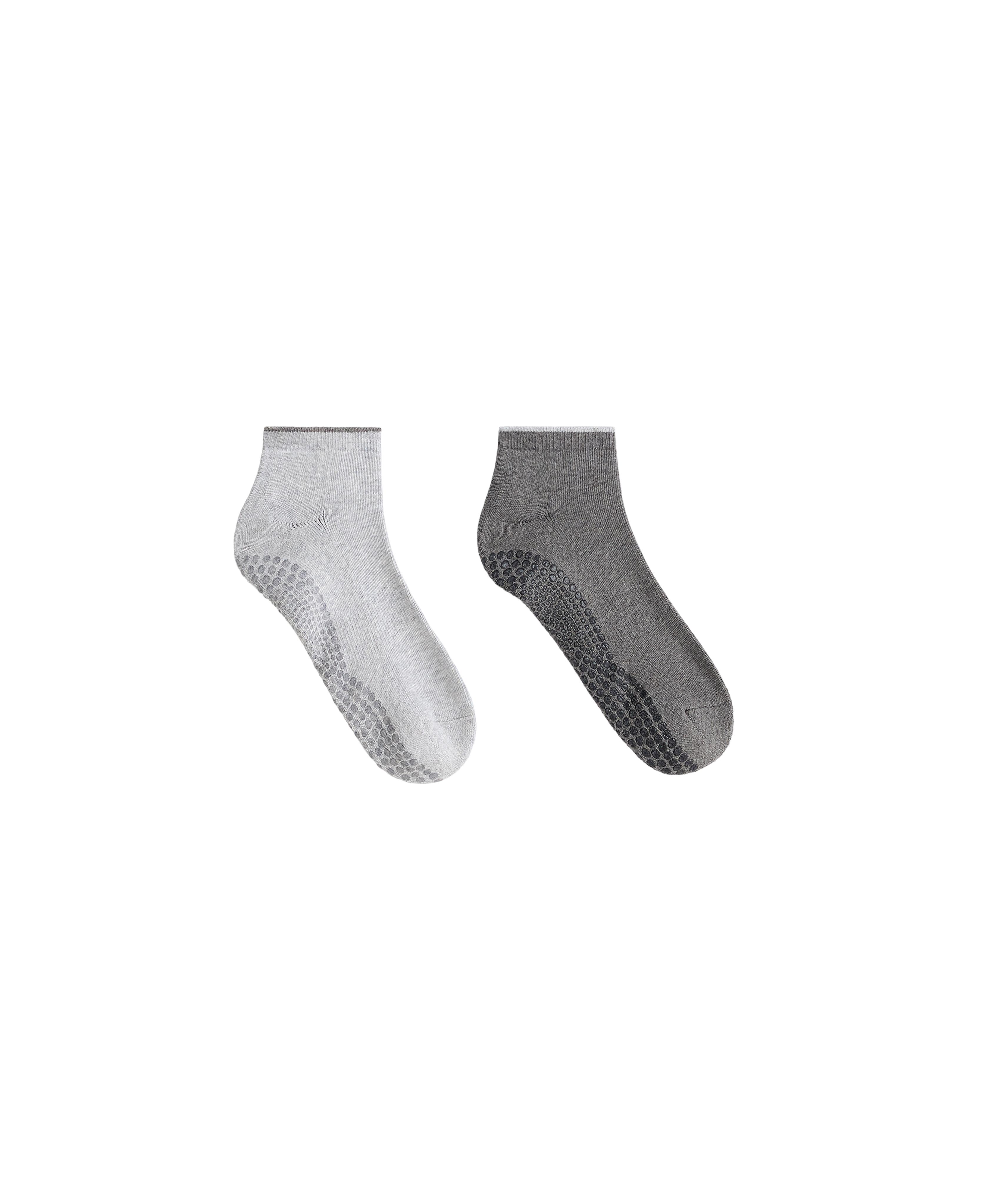 2 pairs of cotton quarter yoga and Pilates socks — DARK-GREY MELANGE