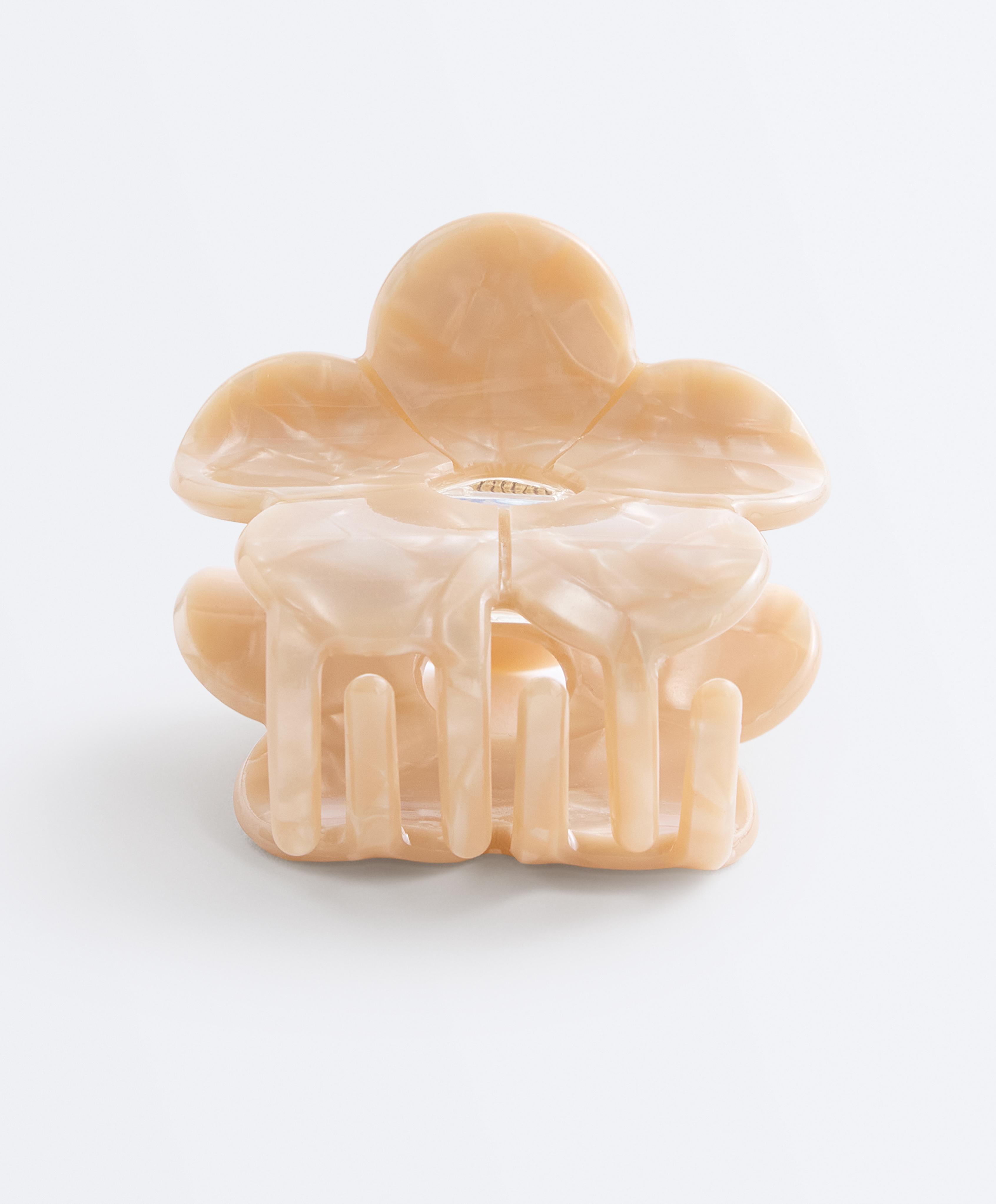 Small floral hair clip — BEIGE
