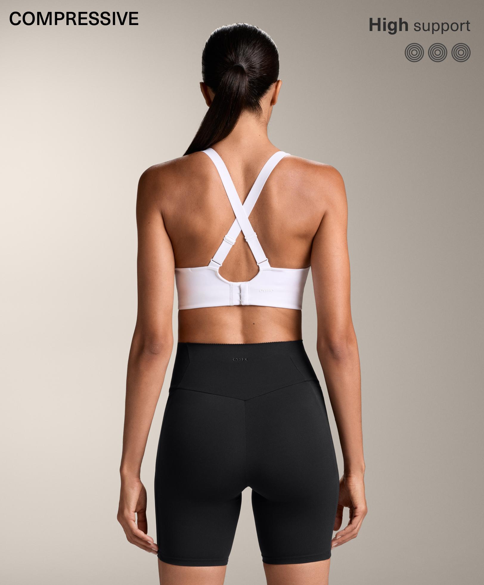Compressive firm support sports bra
