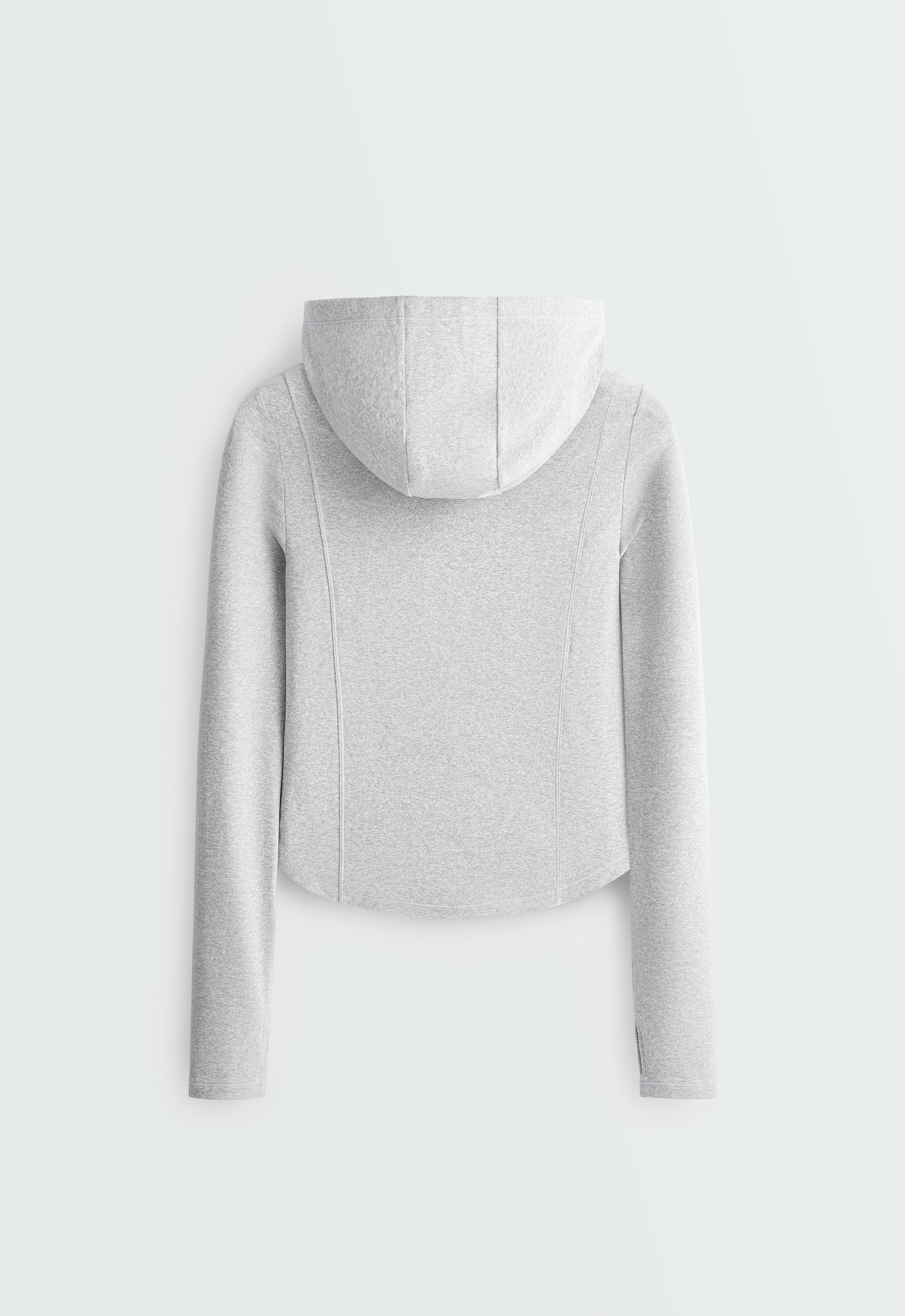 Technical marl hooded jacket — GREY MELANGE