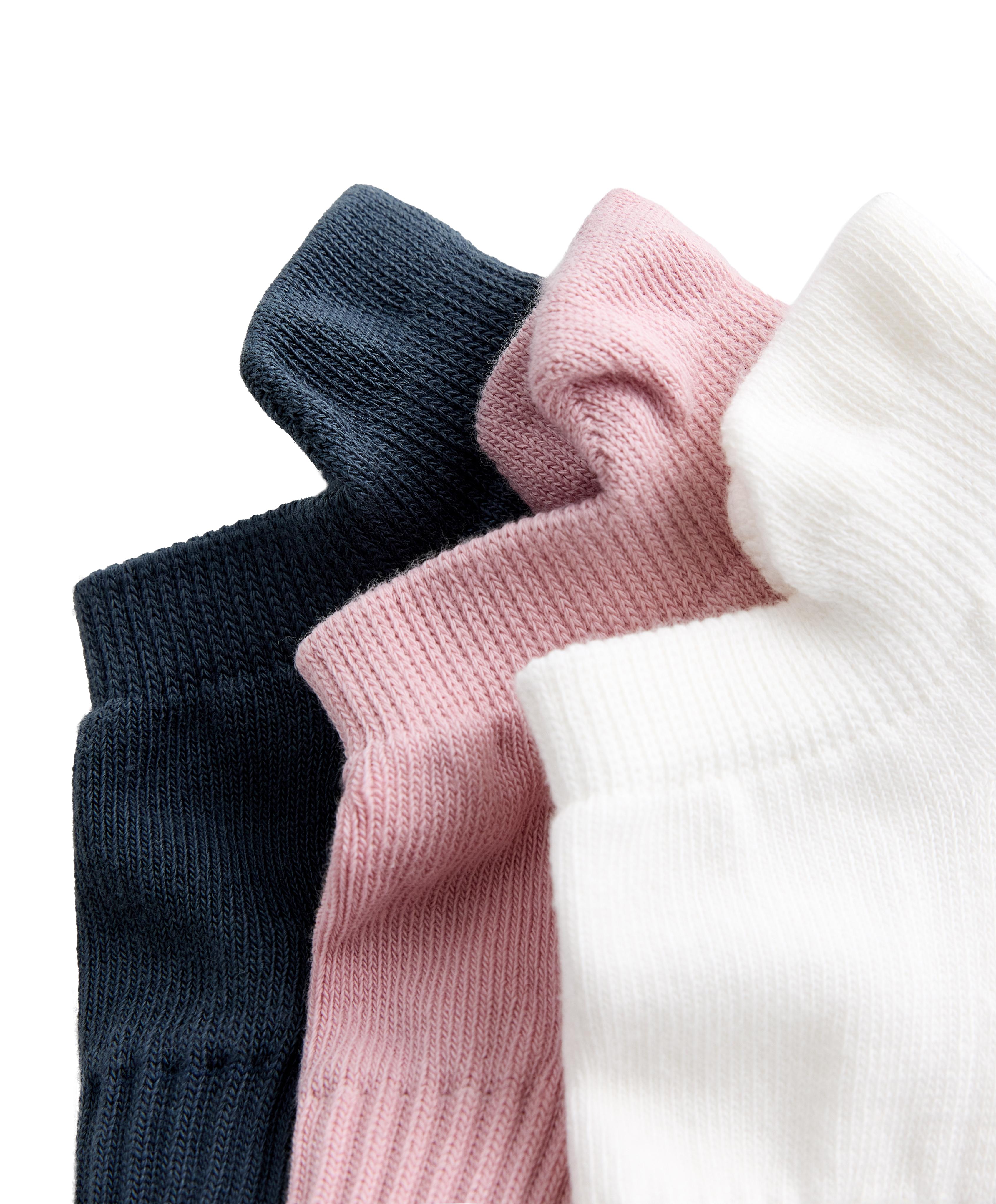 3 pairs of tab cotton blend sneaker socks — PALE PINK