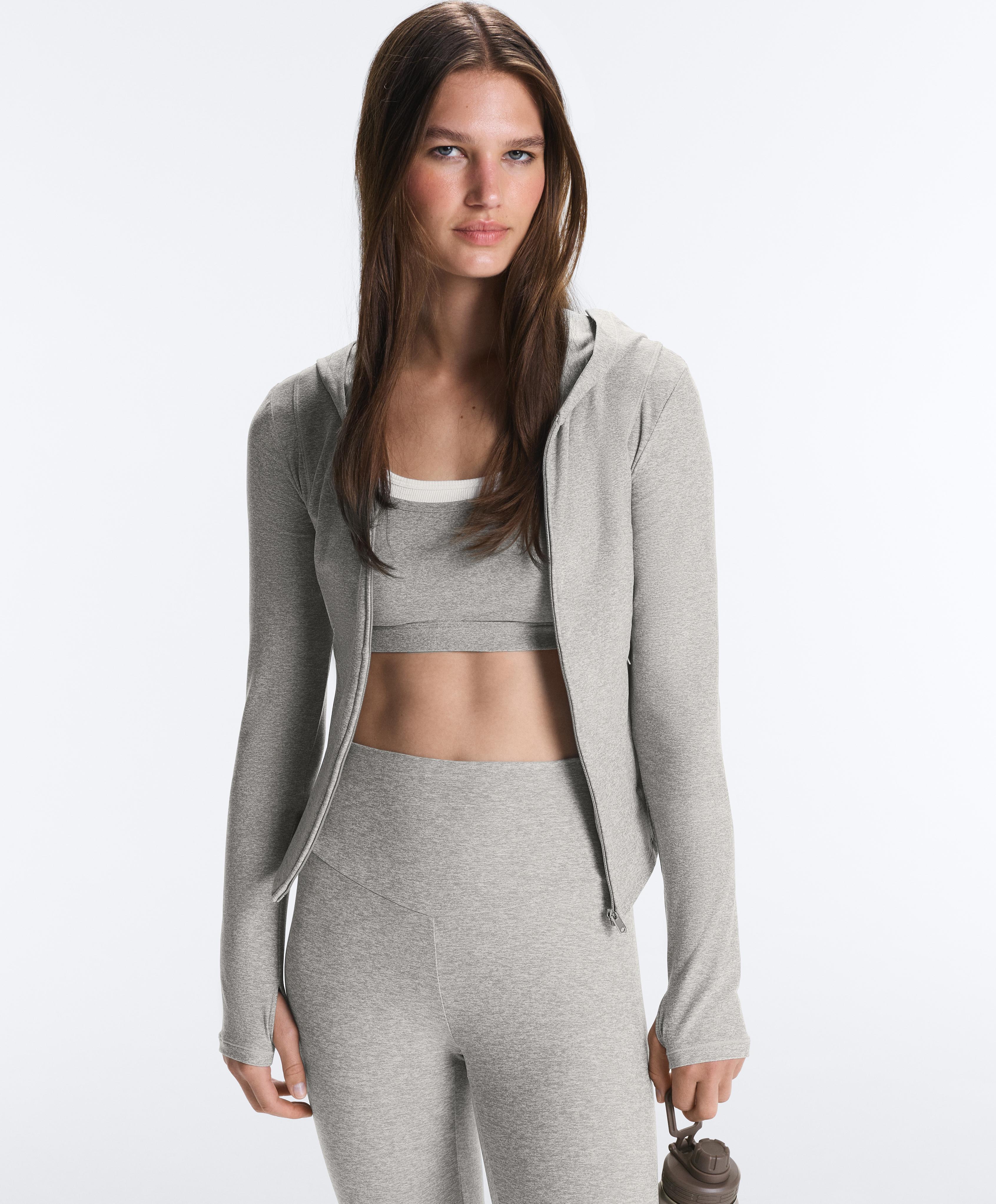 Technical marl hooded jacket — GREY MELANGE