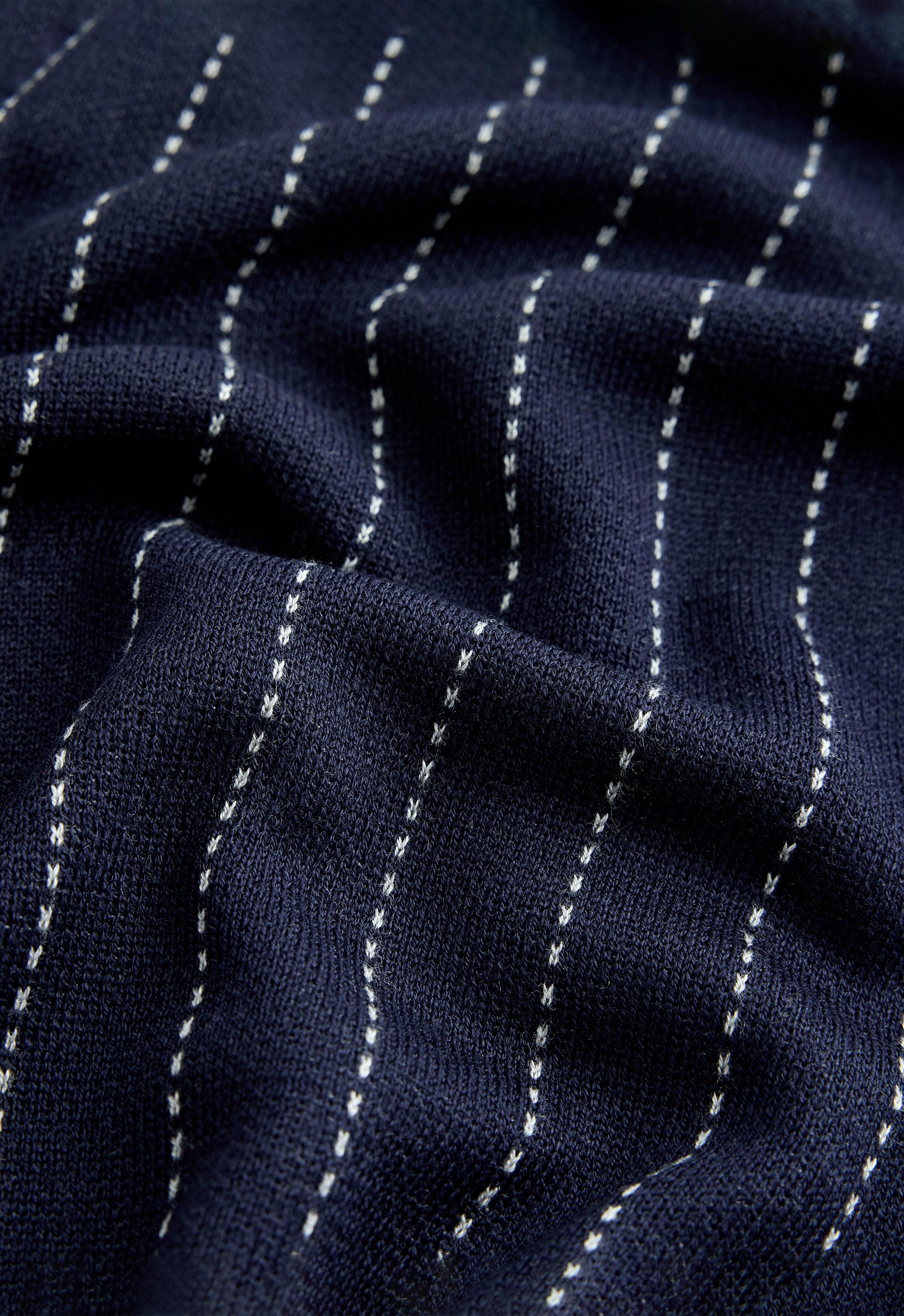 Pinstripe half-zip knit jumper — NAVY BLUE