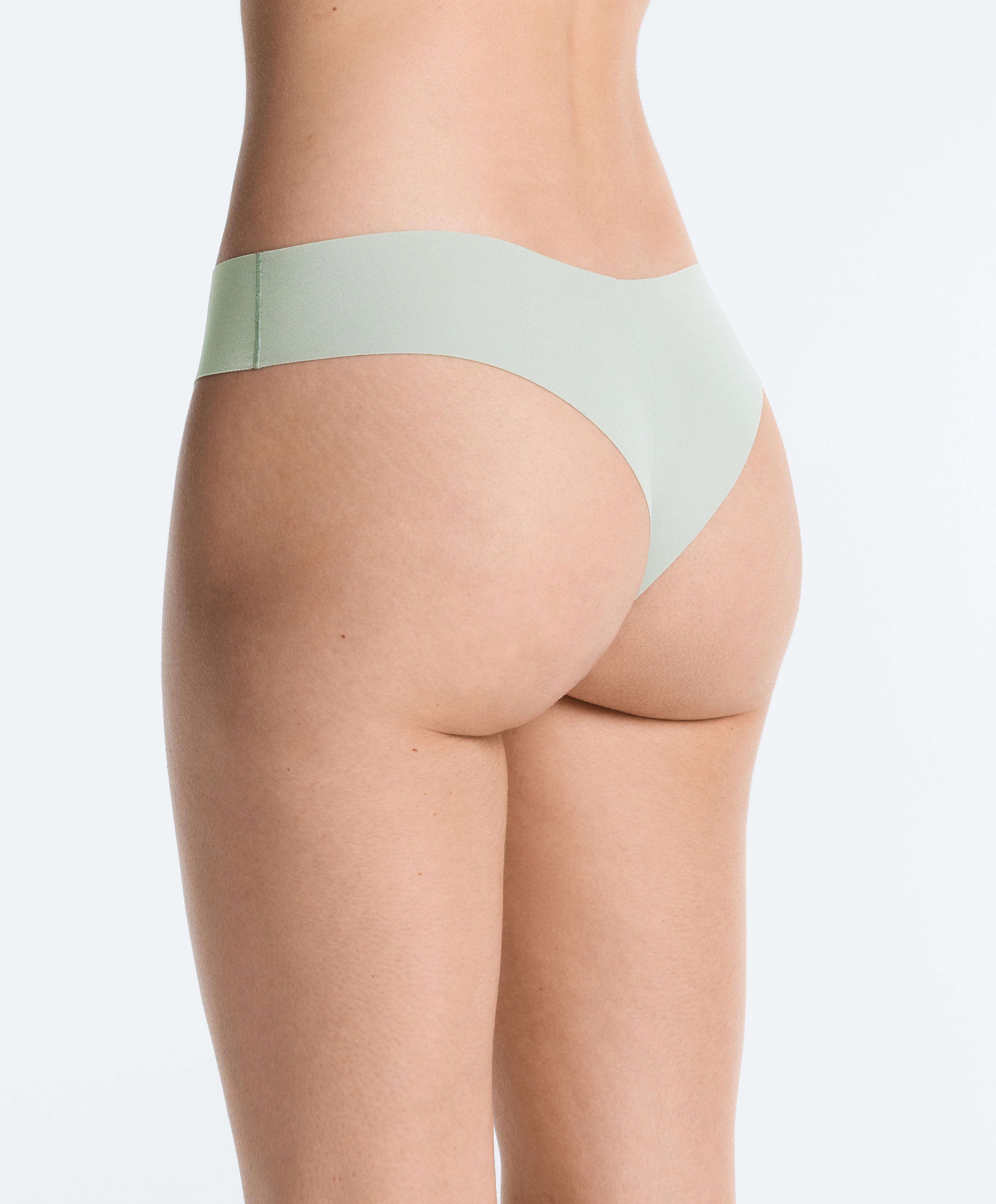 3 invisible polyamide blend laser-cut Brazilian briefs — WASHED GREEN