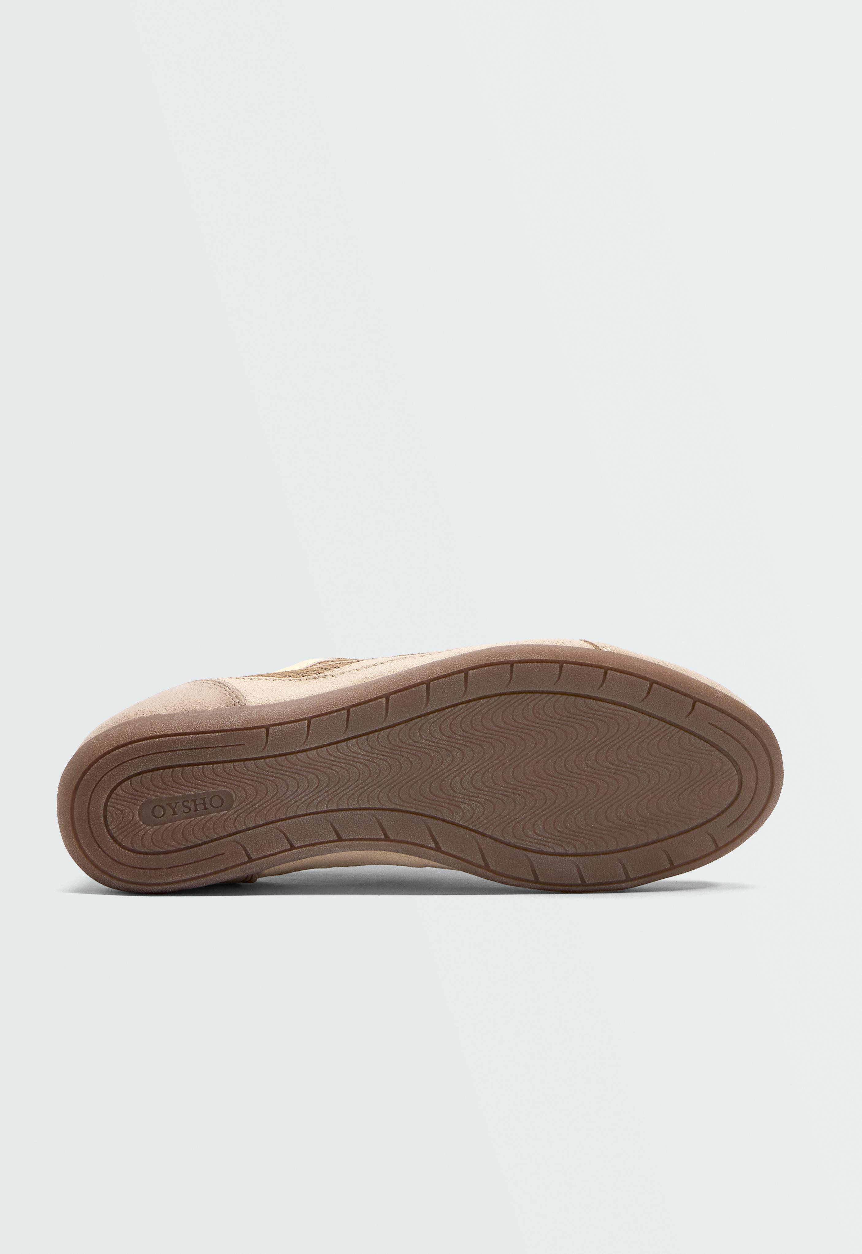 Split-suede and mesh trainers — TOASTED BROWN