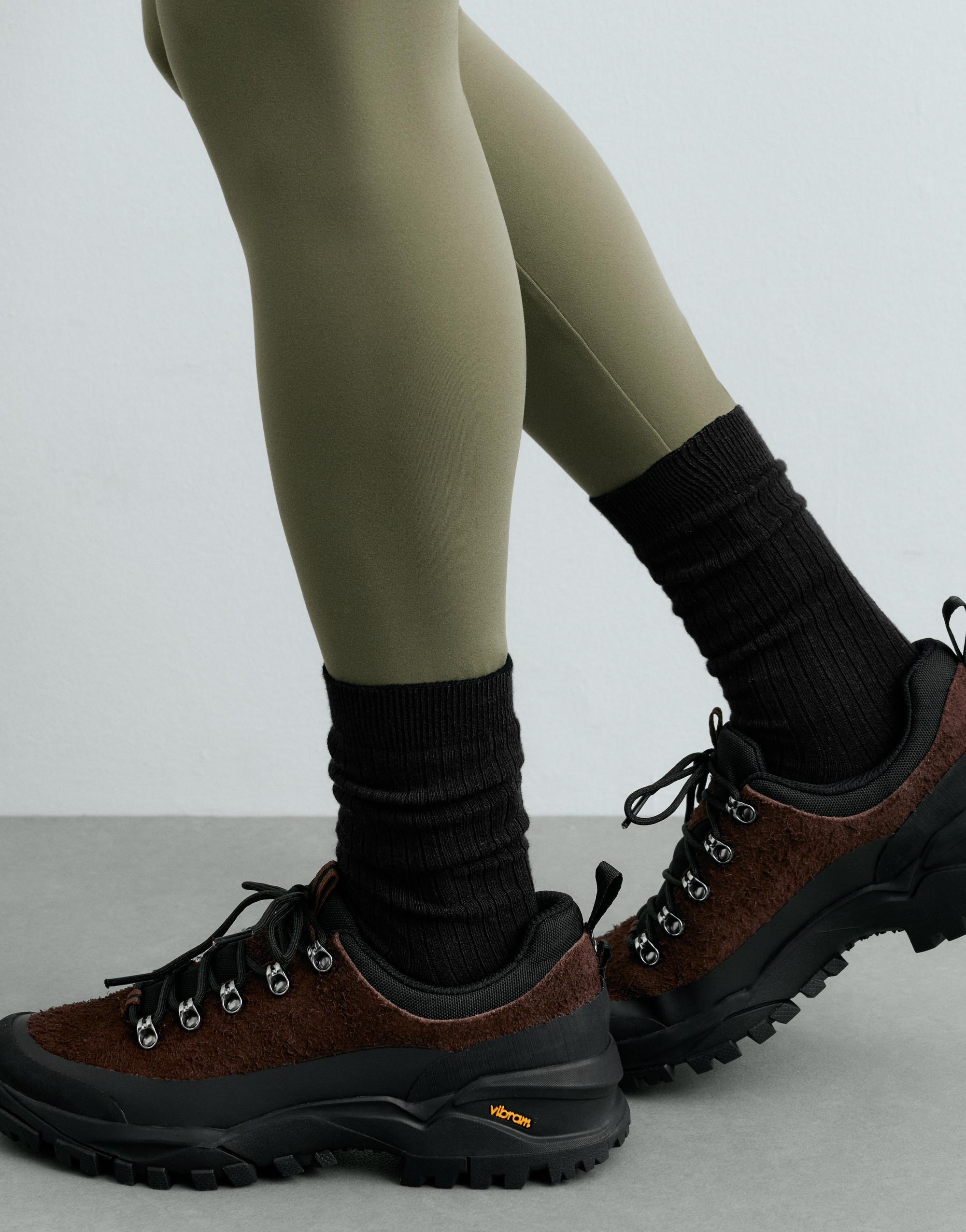 Ribbed modal blend socks with 15% cashmere — BLACK