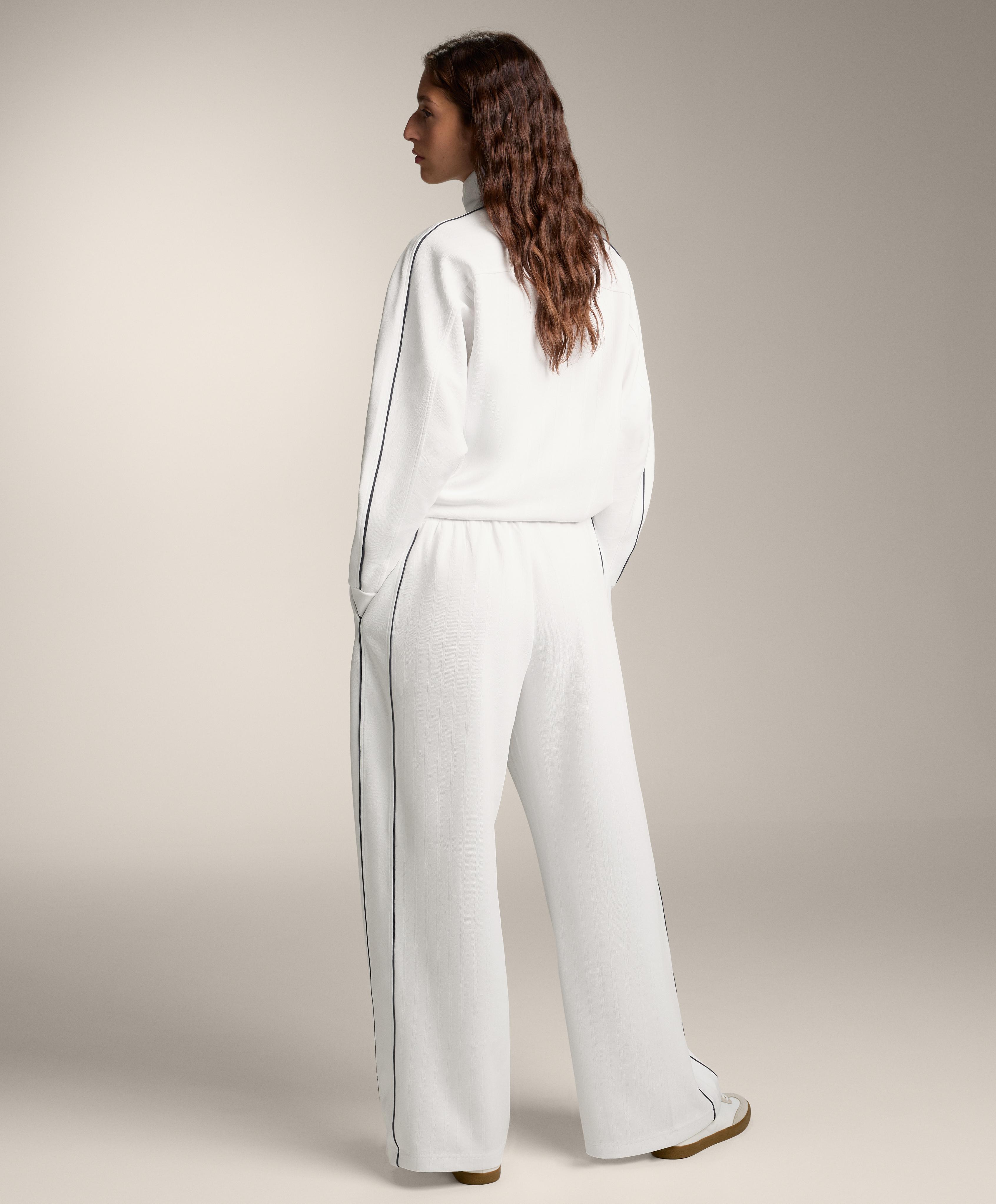 Piqué jacket with side piping and cotton — WHITE 