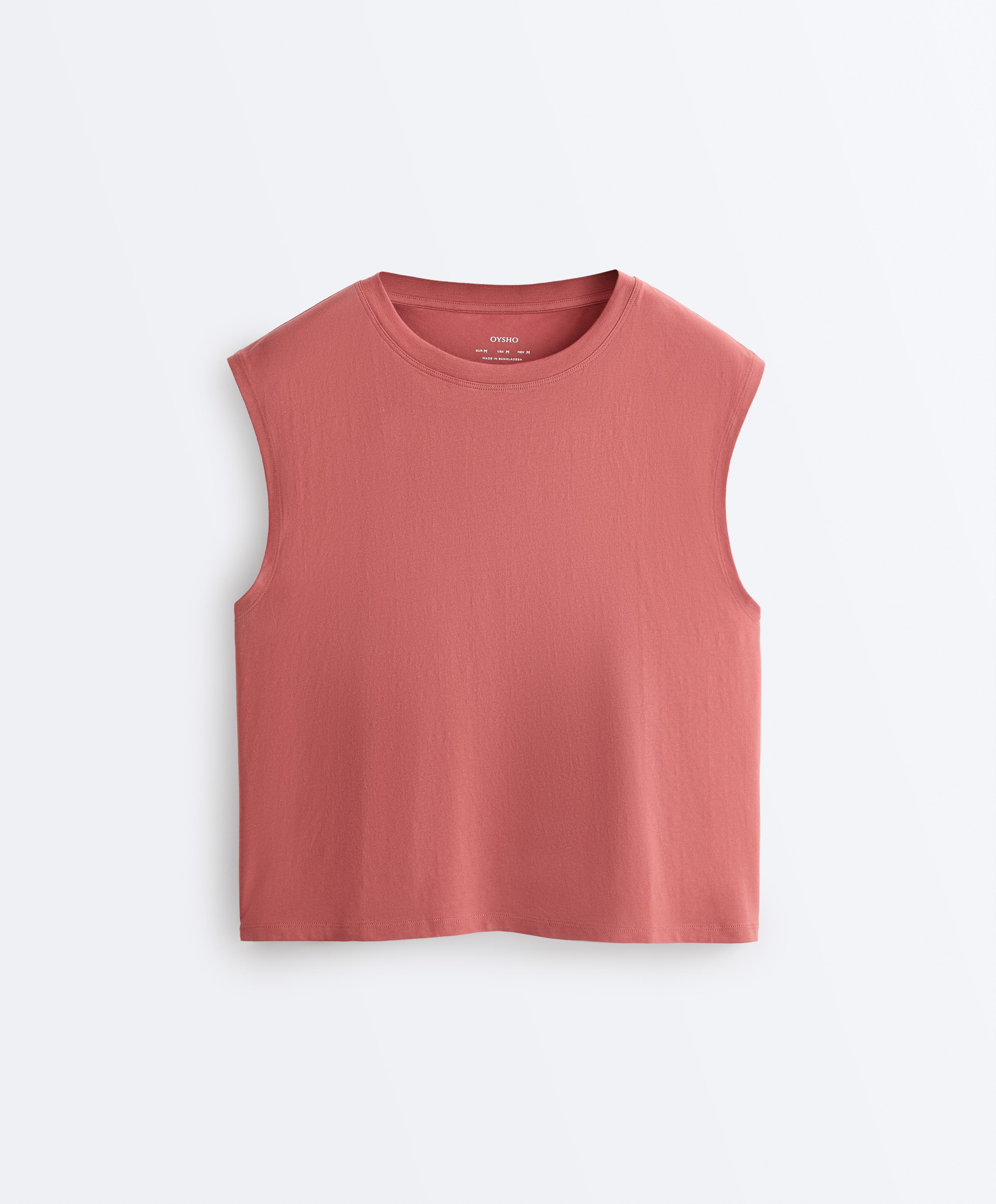 Cotton blend sleeveless T-shirt