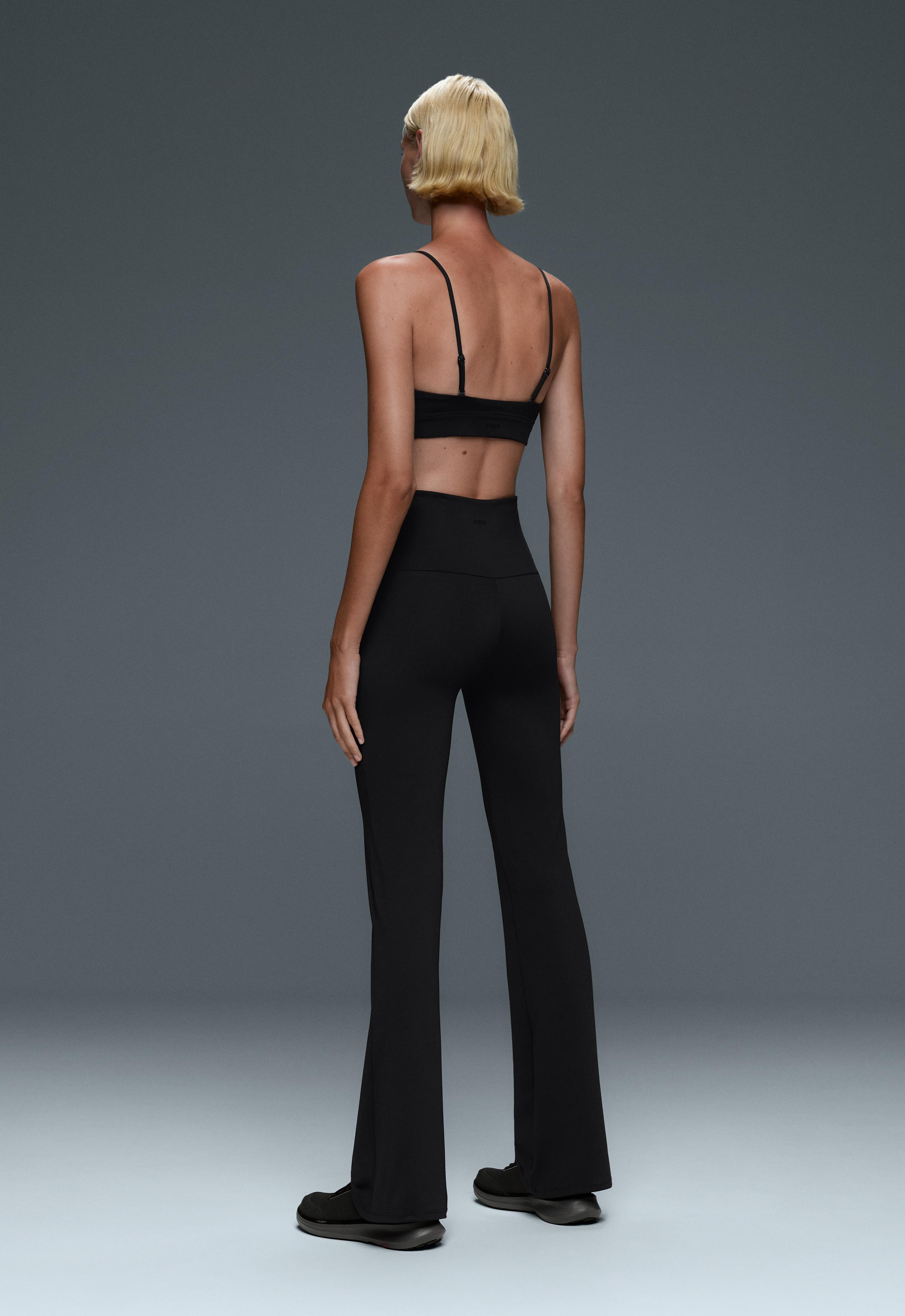 Super high rise Comfortlux flare trousers — BLACK