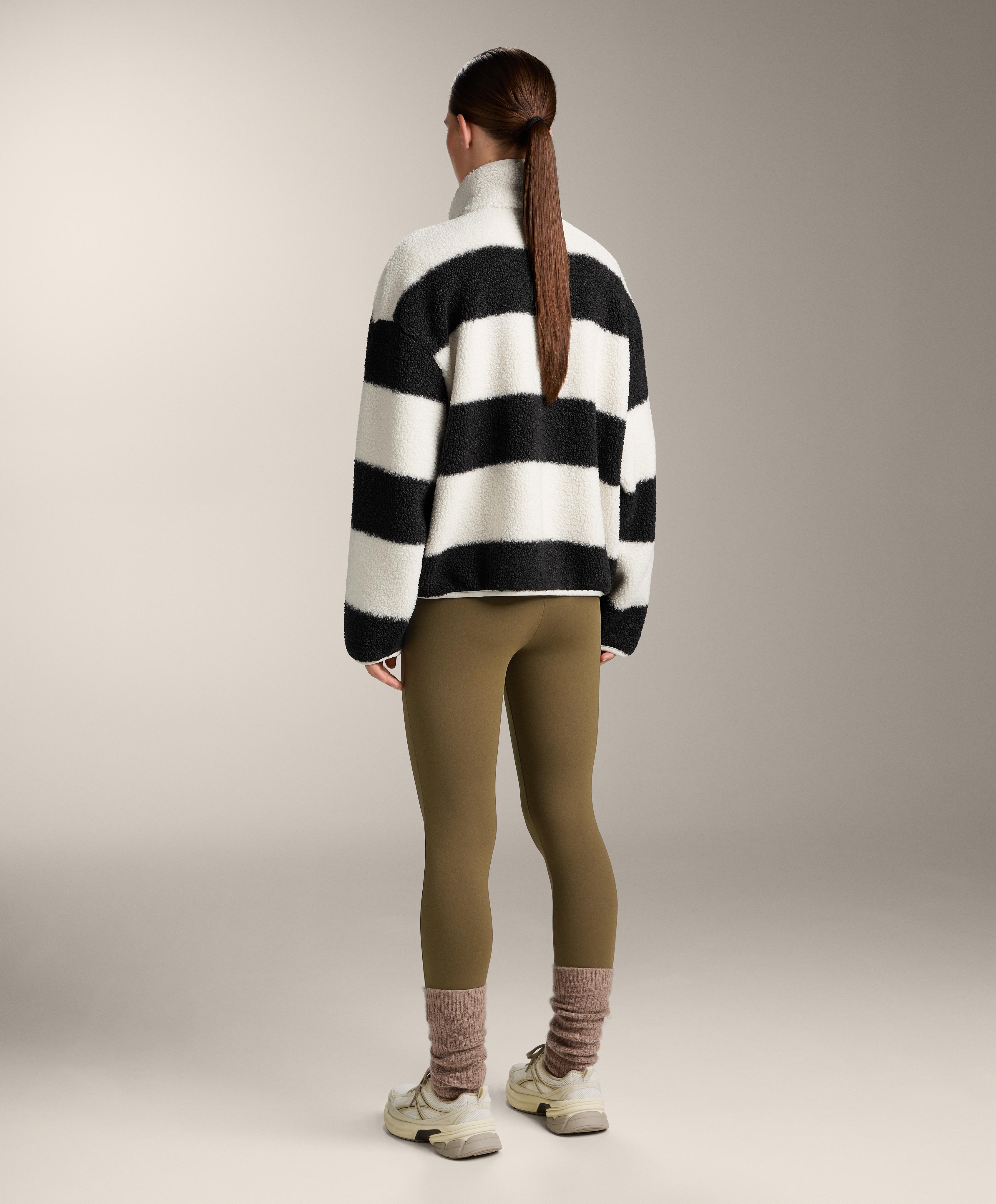 Striped faux-shearling bomber jacket — ECRU