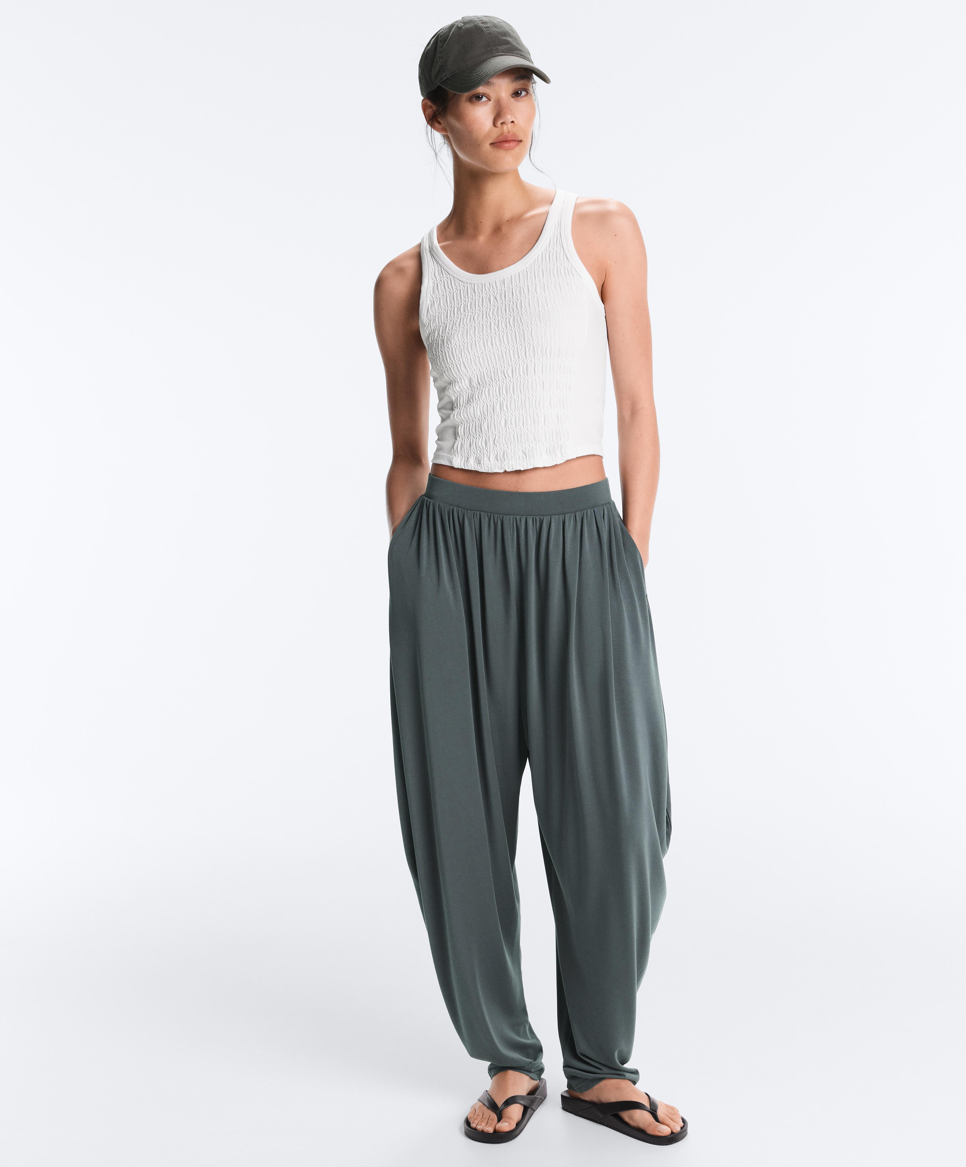 Modal blend bloomer trousers — STEEL GREY