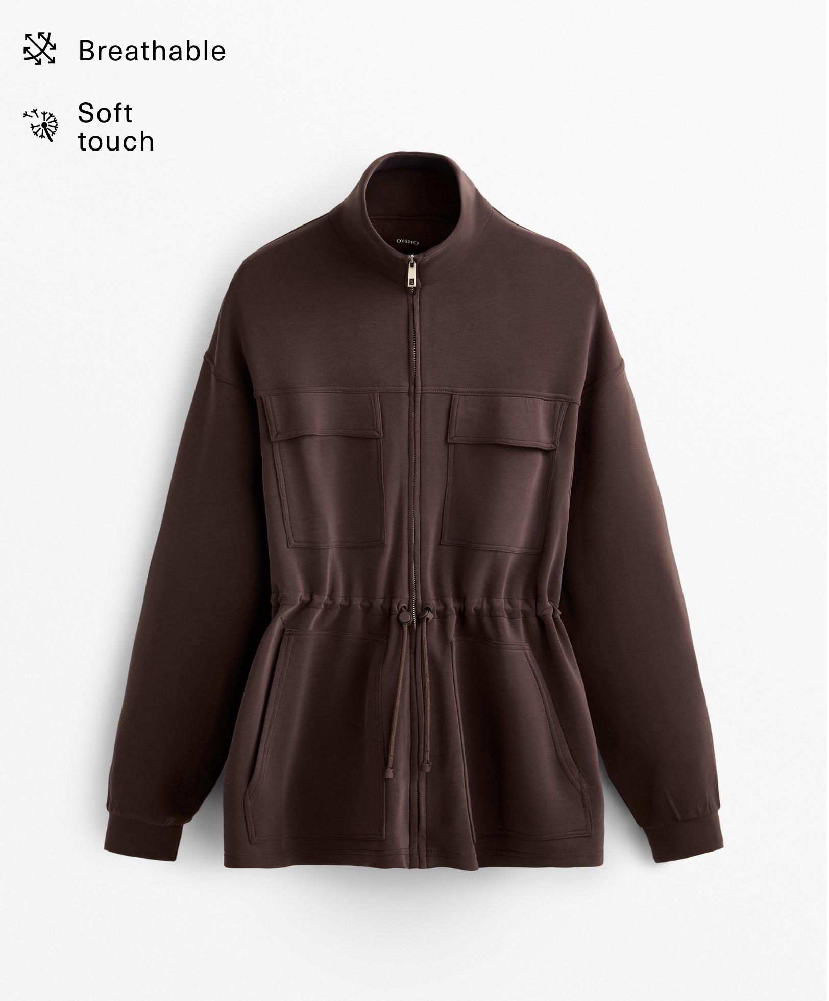 Chaqueta larga bolsillos Soft Touch con modal