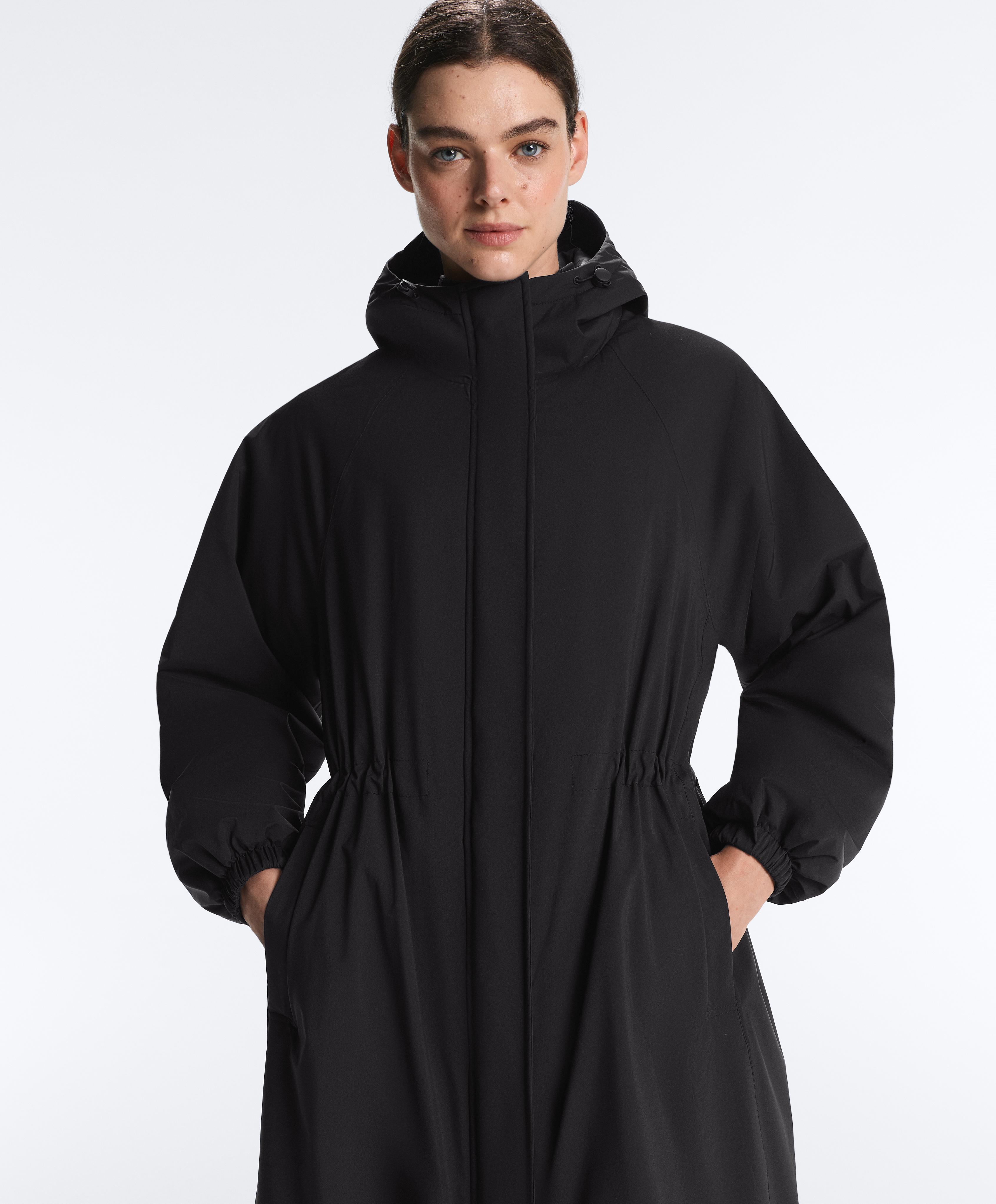 10k Thindown® waterproof extra-light long padded jacket — BLACK
