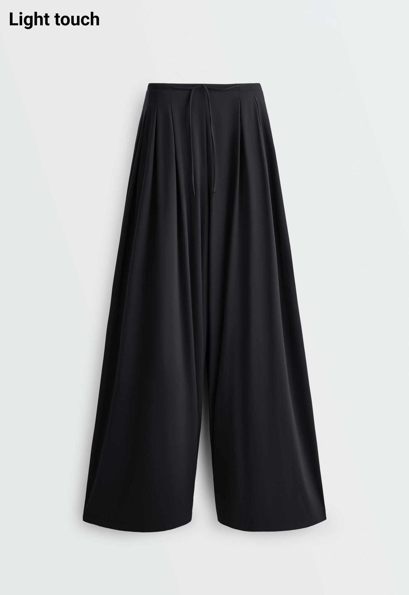 Light Touch pleated wide-leg trousers — BLACK