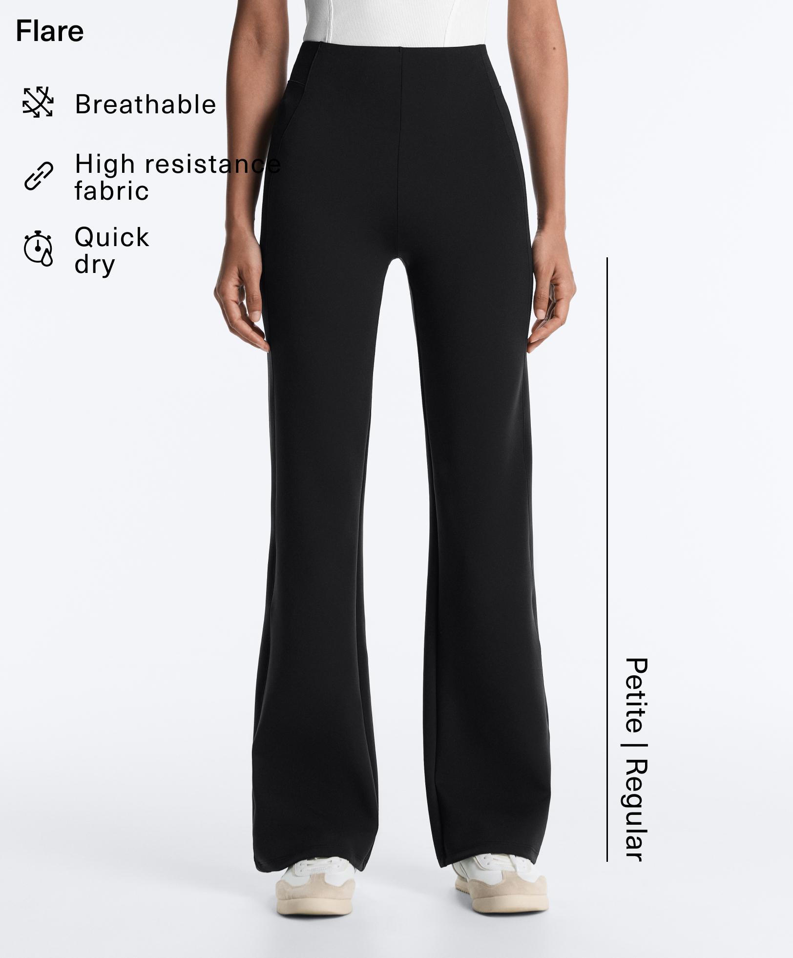 Neoprene-effect high-rise flare trousers Neoprene-effect high-rise flare trousers