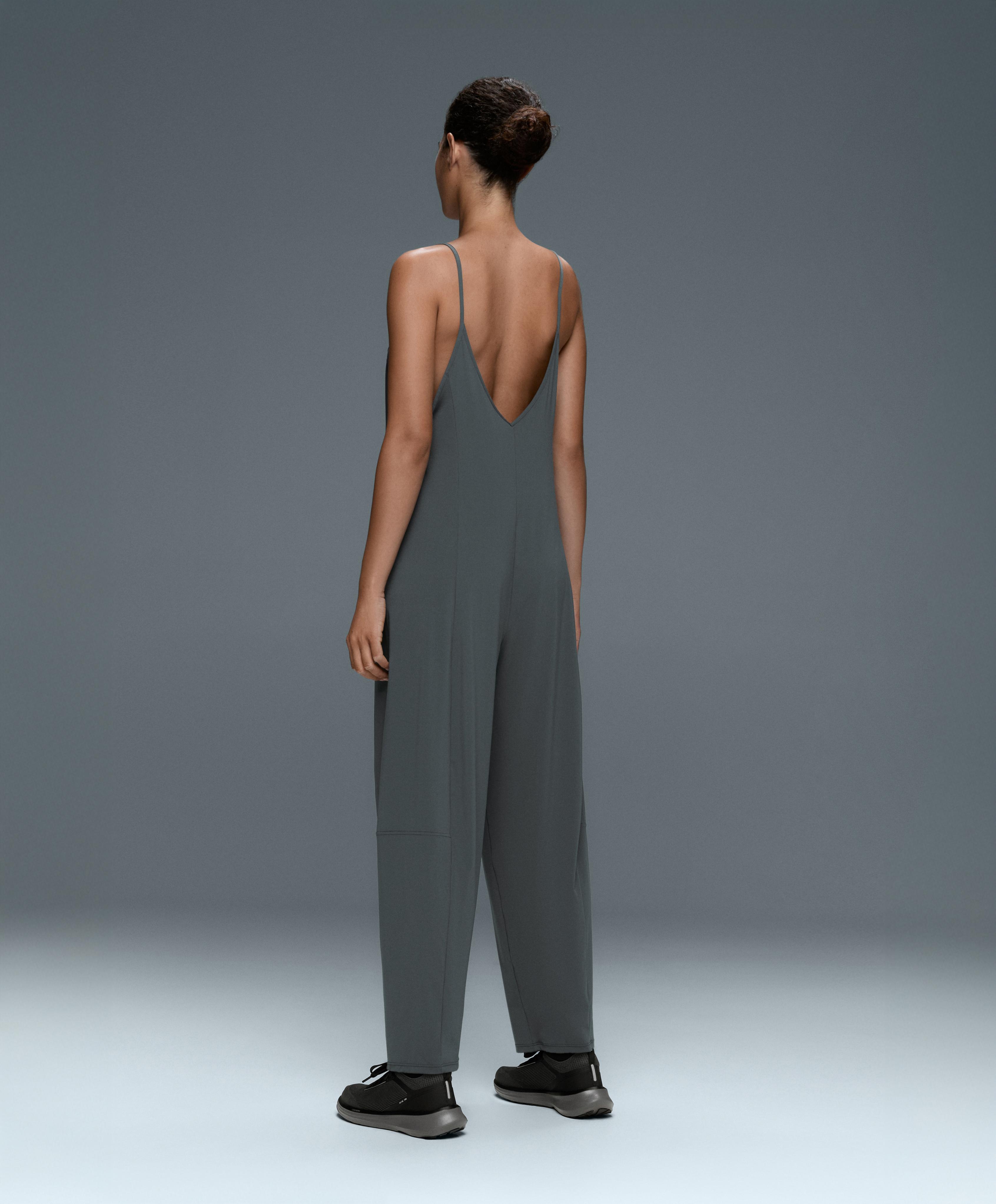 Light Touch wide long jumpsuit — STEEL GREY