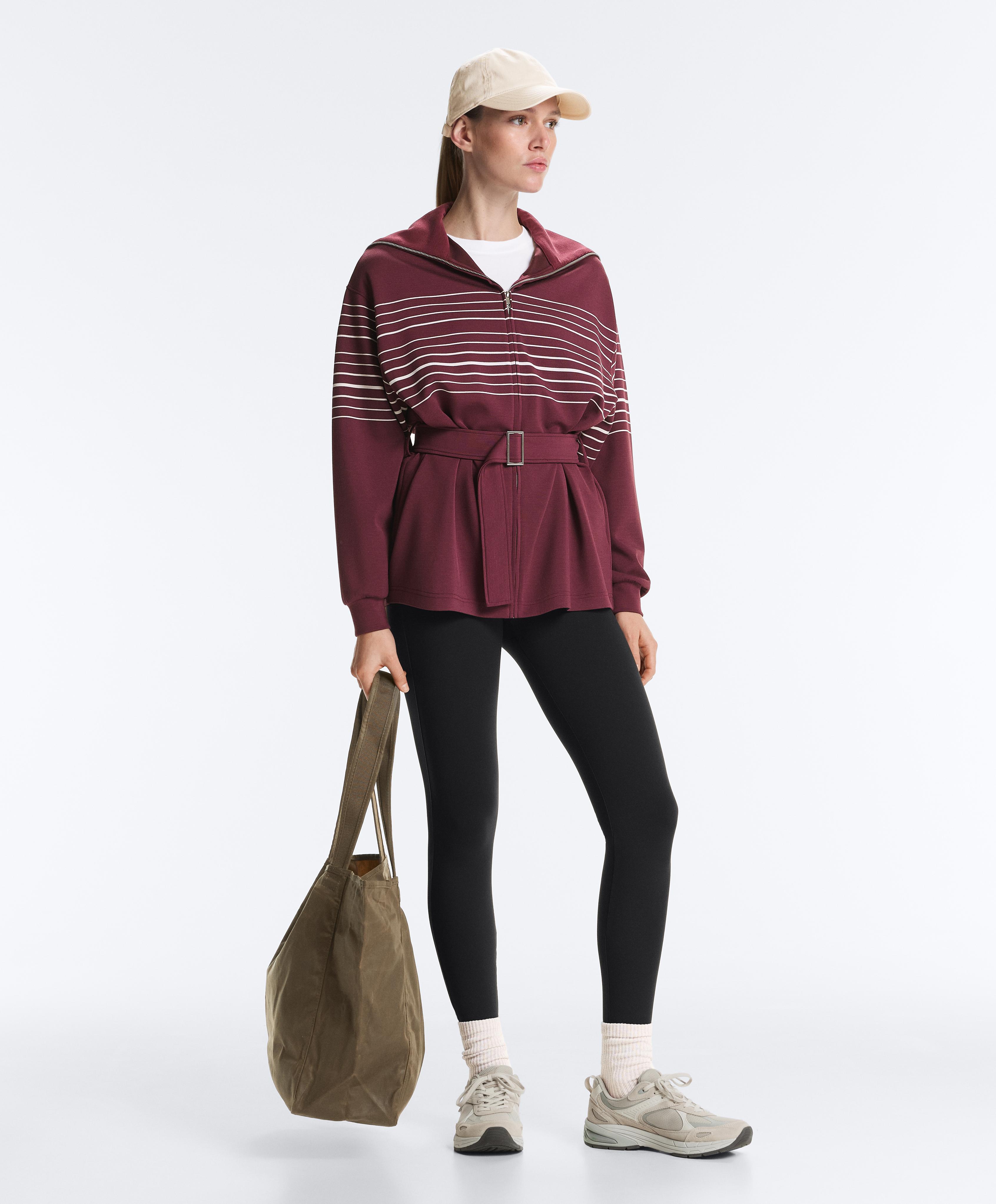 Long sailor stripe jacket with soft-touch modal — CHERRY