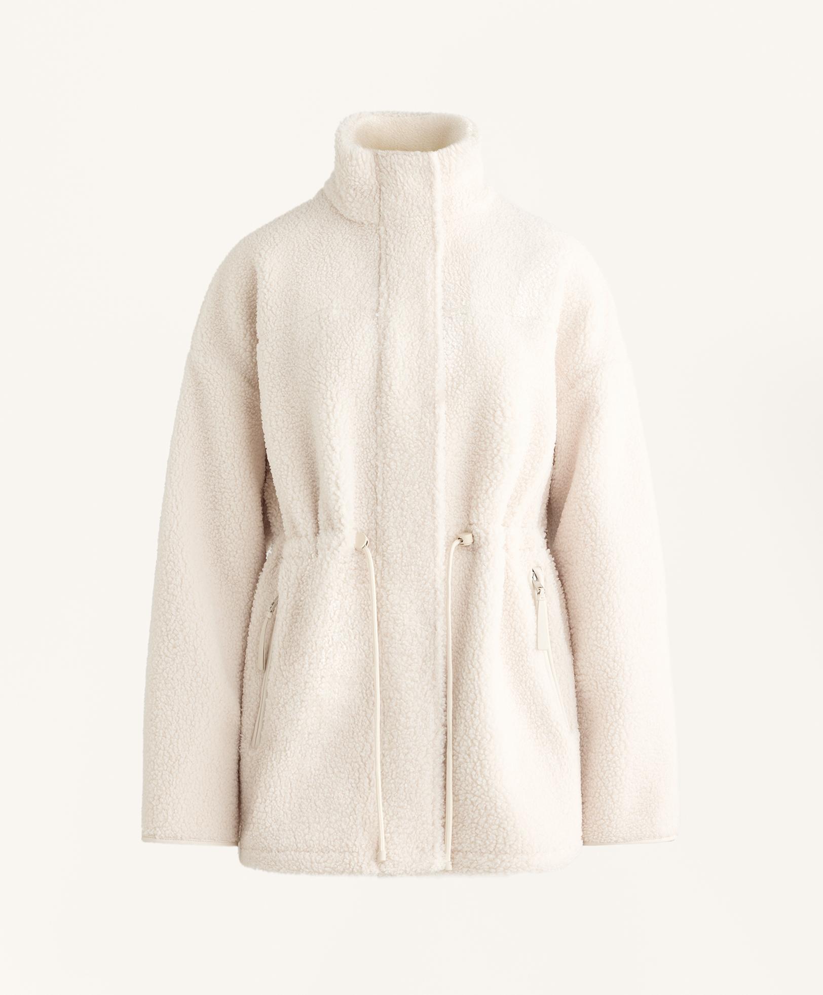 Adjustable waist faux-shearling jacket — ECRU