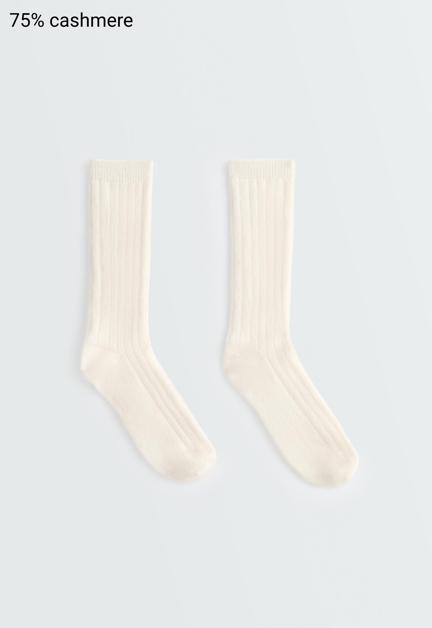 75% cashmere socks — ECRU