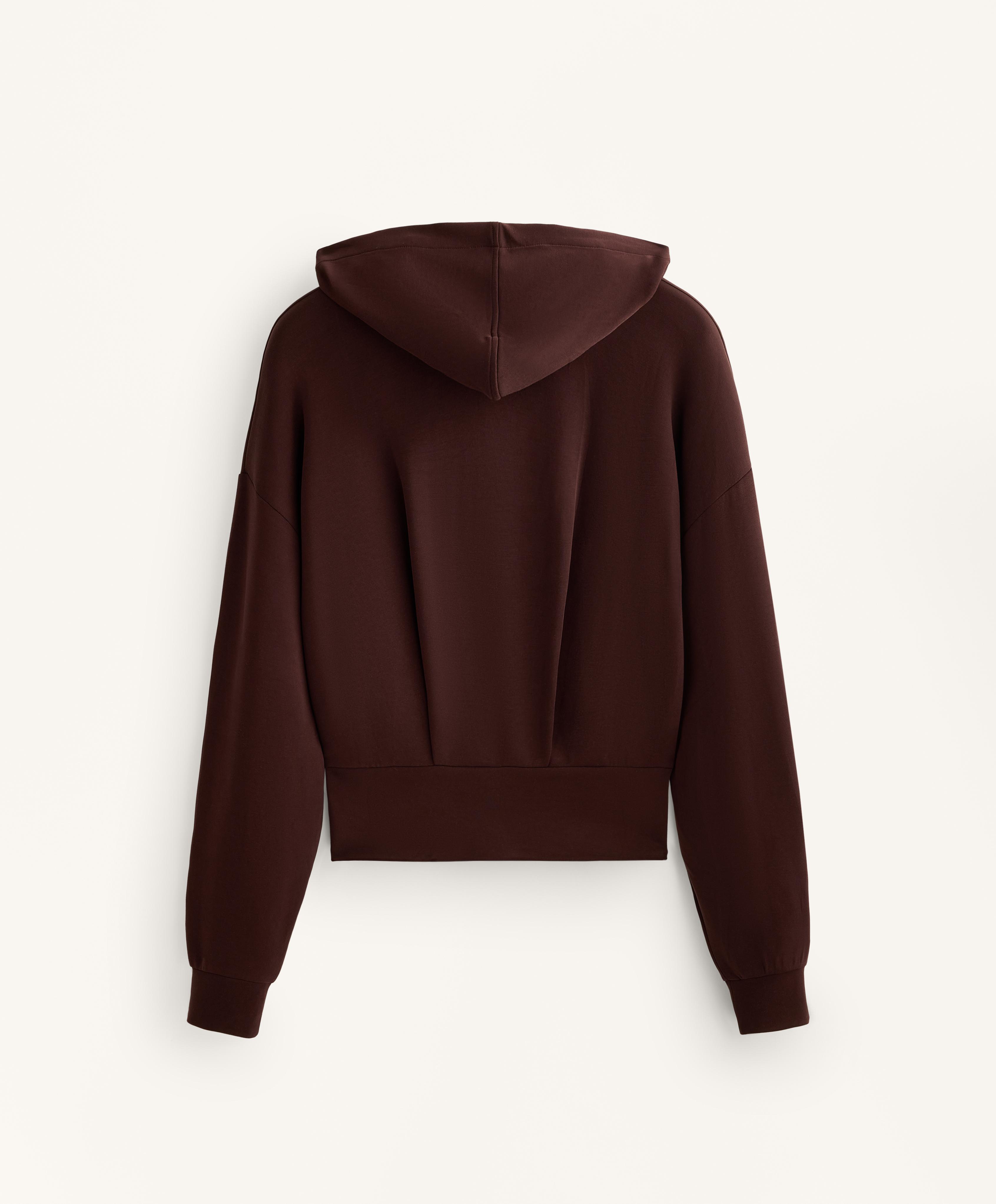 Crop hooded sweatshirt with fitted waist and soft-touch modal
