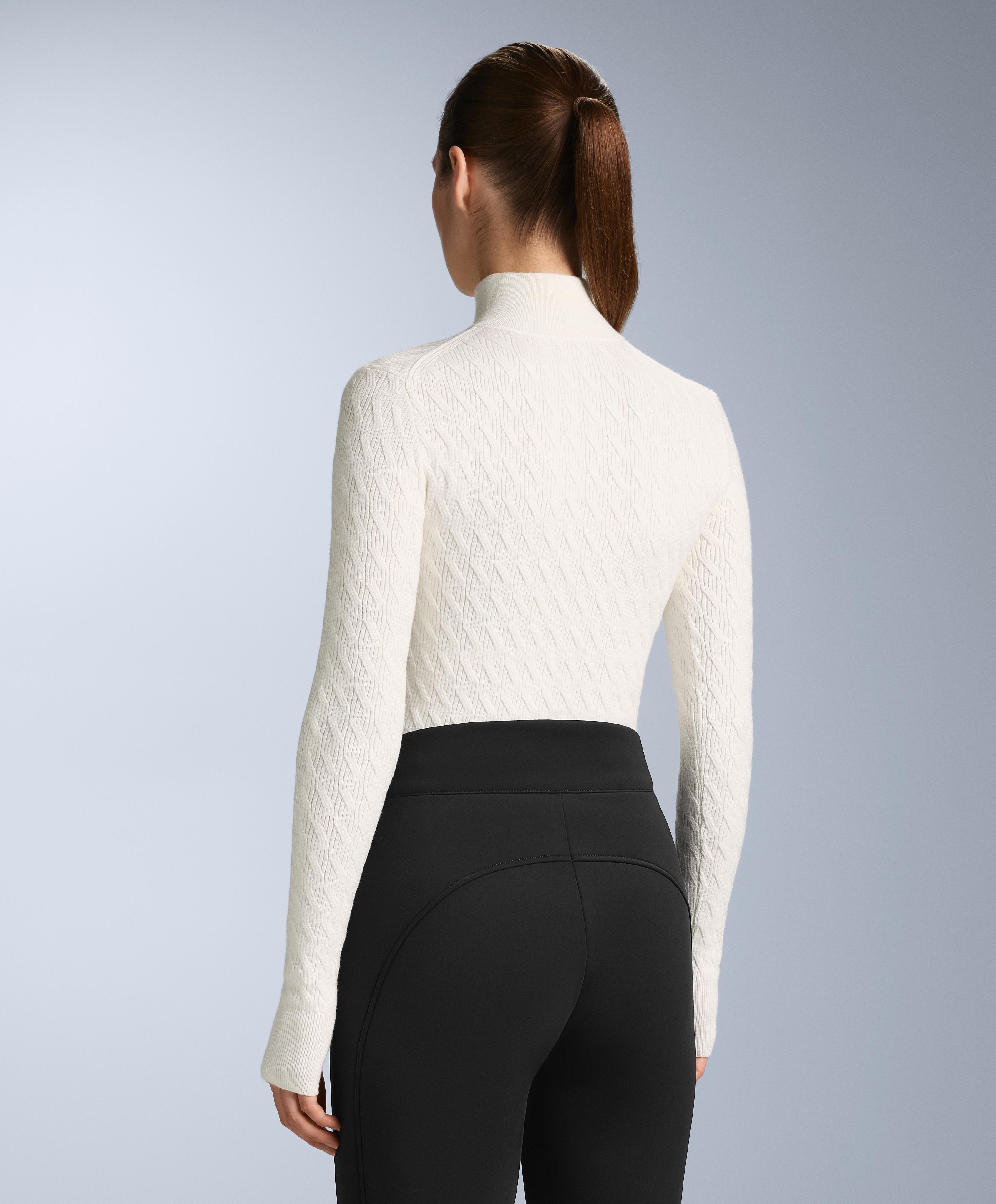 Jacquard knit thermal base layer T-shirt — WHITE 