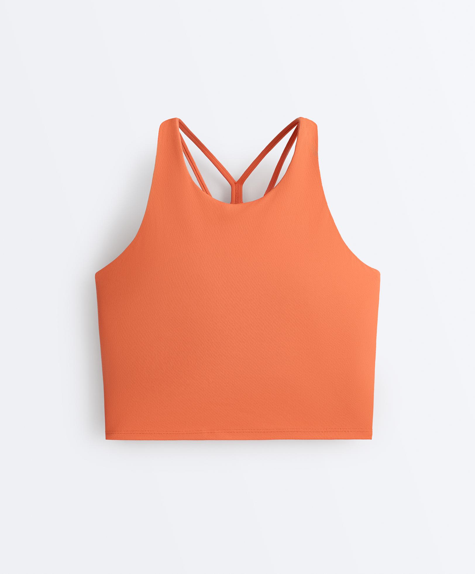 Comfortlux strappy tank top with cups — WASHED ORANGE