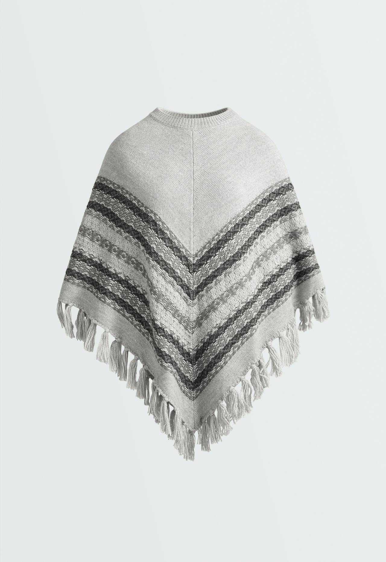 Knit poncho 30% wool — MOTTLED GREY MELANGE