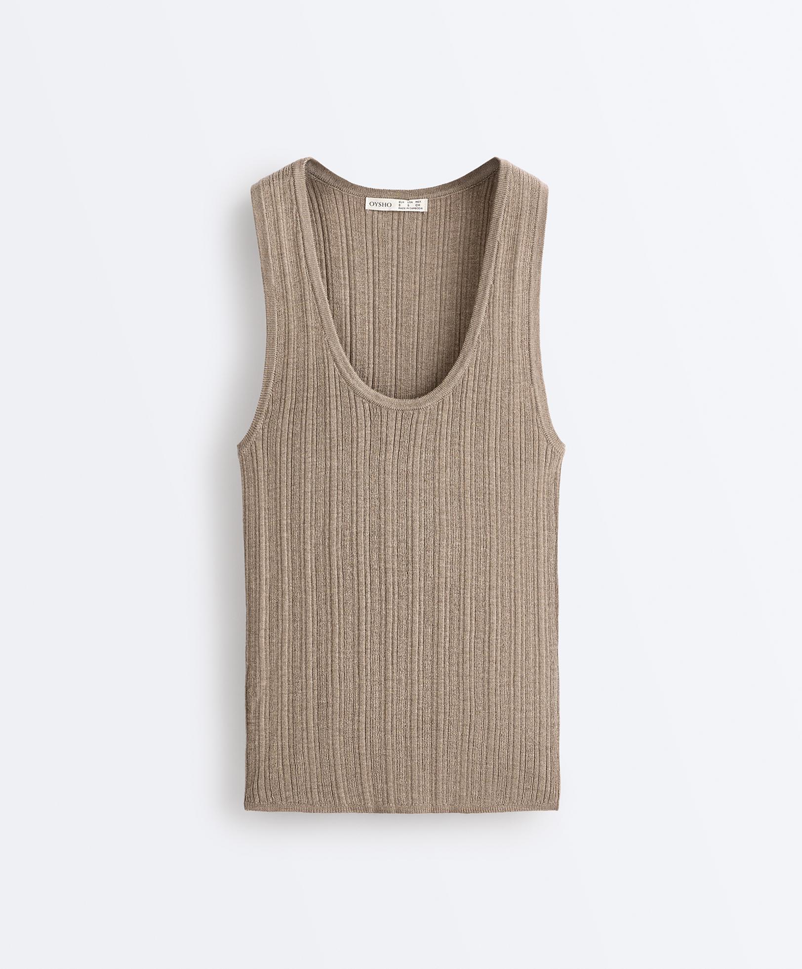 Rib knit top — DARK TAUPE