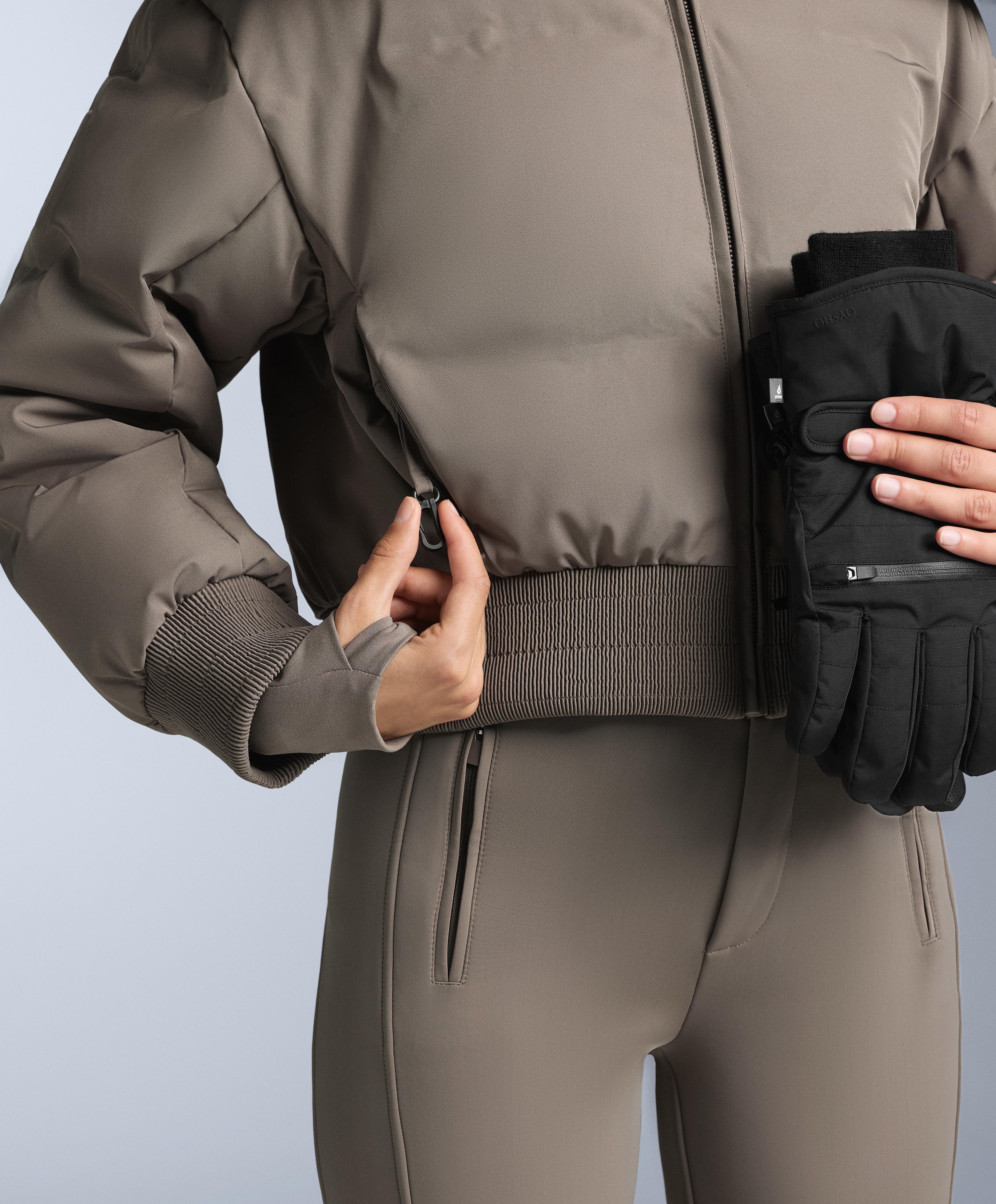 MINARDI PIUME SKI water-resistant 80% down and 20% feather jacket — DARK TAUPE