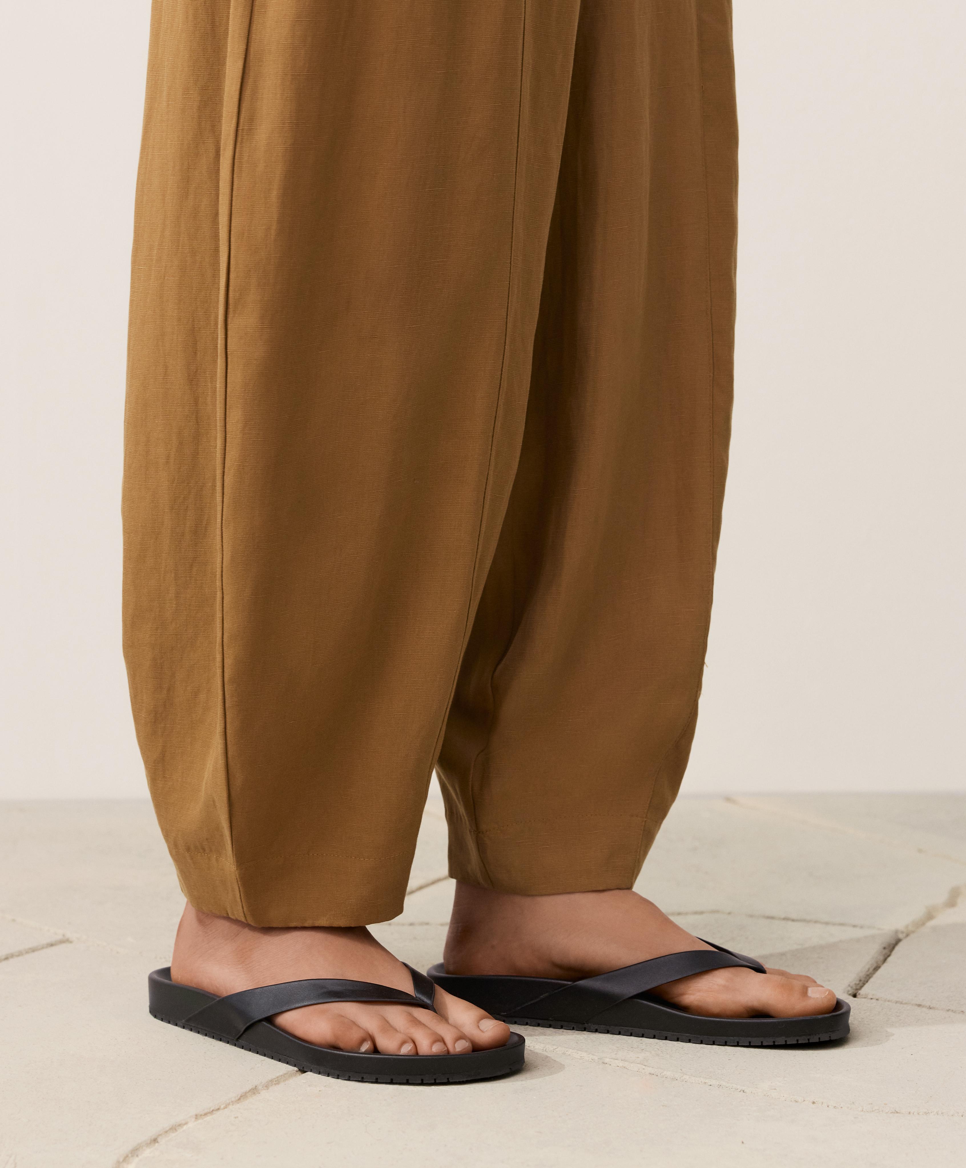 Balloon trousers lyocell blend and 24% linen with seams — COPPER