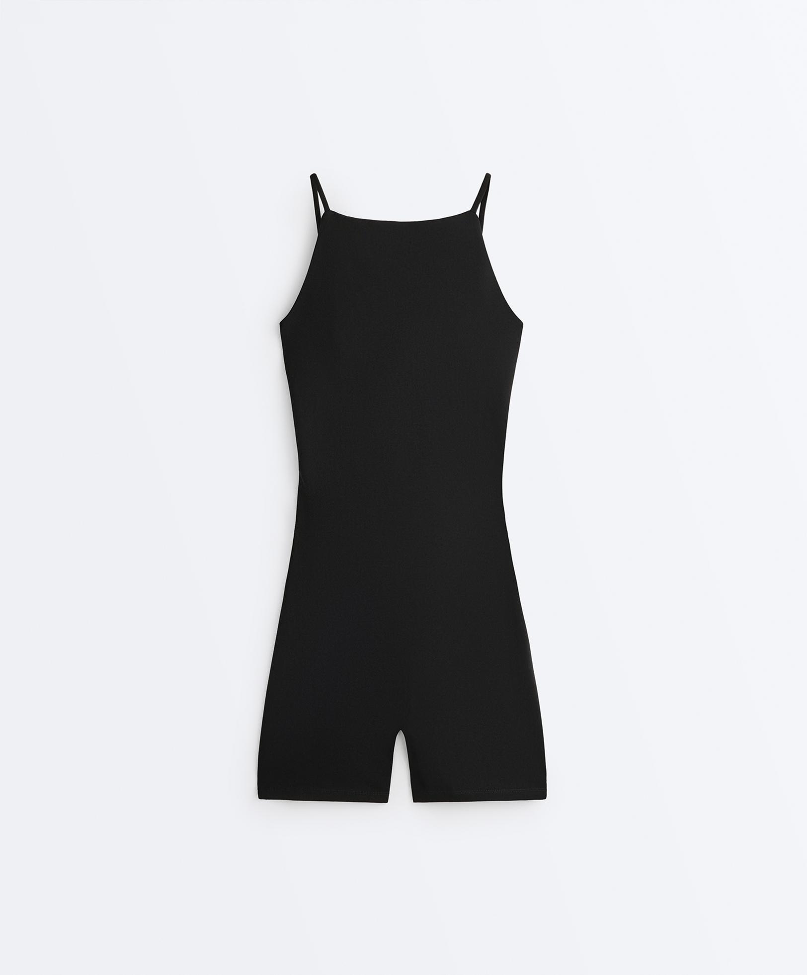 Evermove open-back short jumpsuit — BLACK