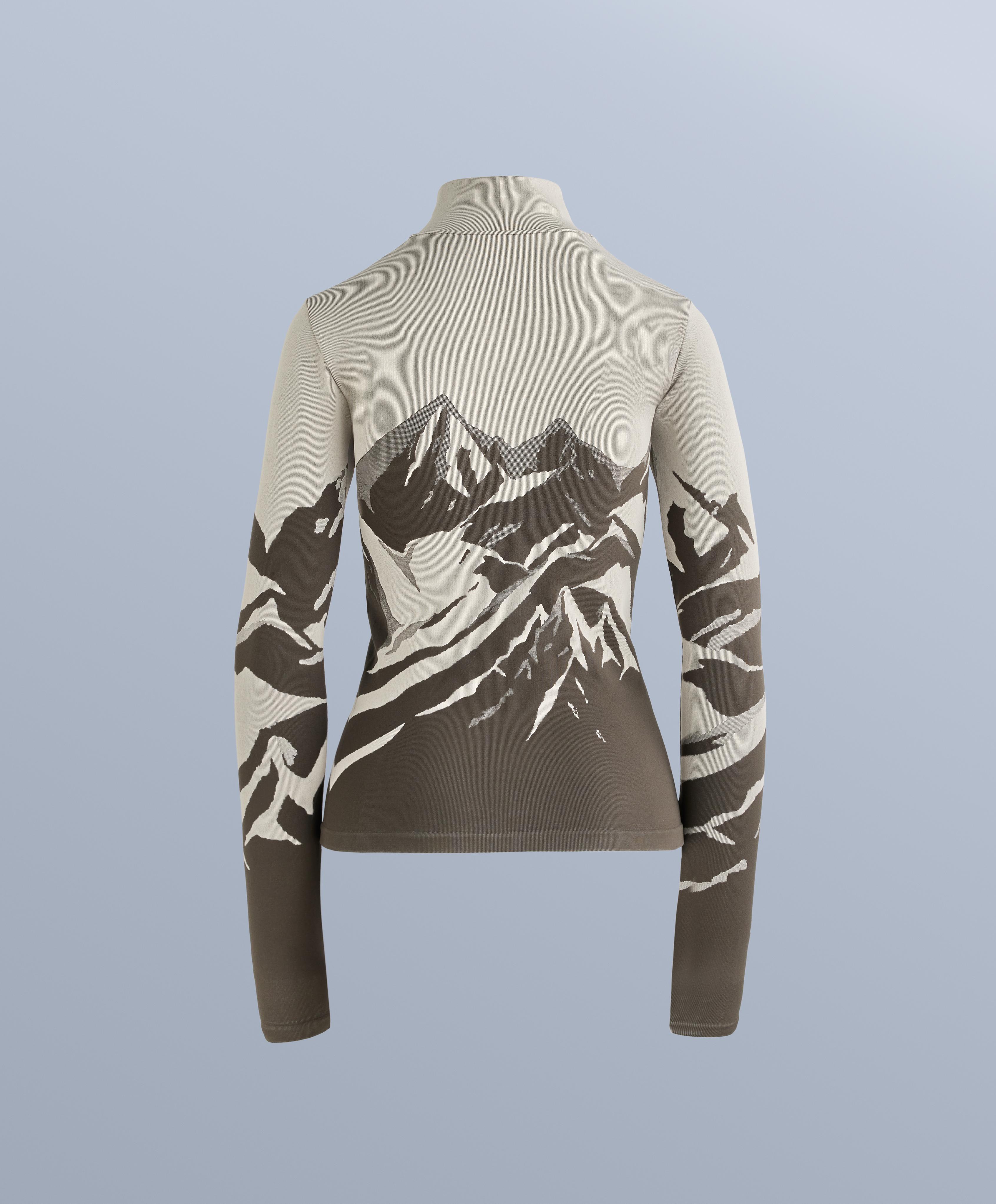 Seamless base layer thermal T-shirt with half zip and print — PALE MINK