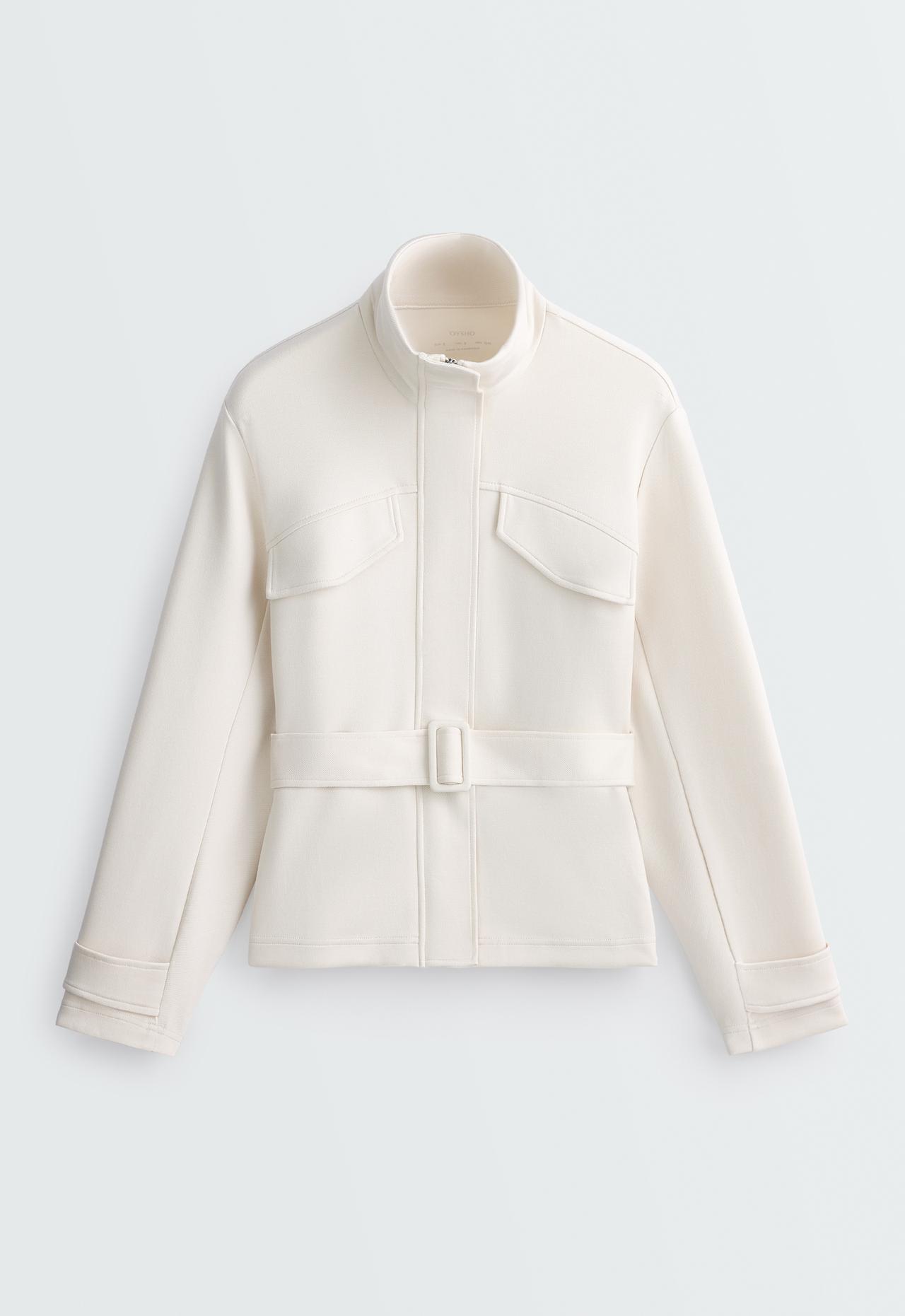Belted jacket with pockets — PALE ECRU