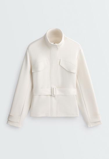 Belted jacket with pockets — PALE ECRU 6