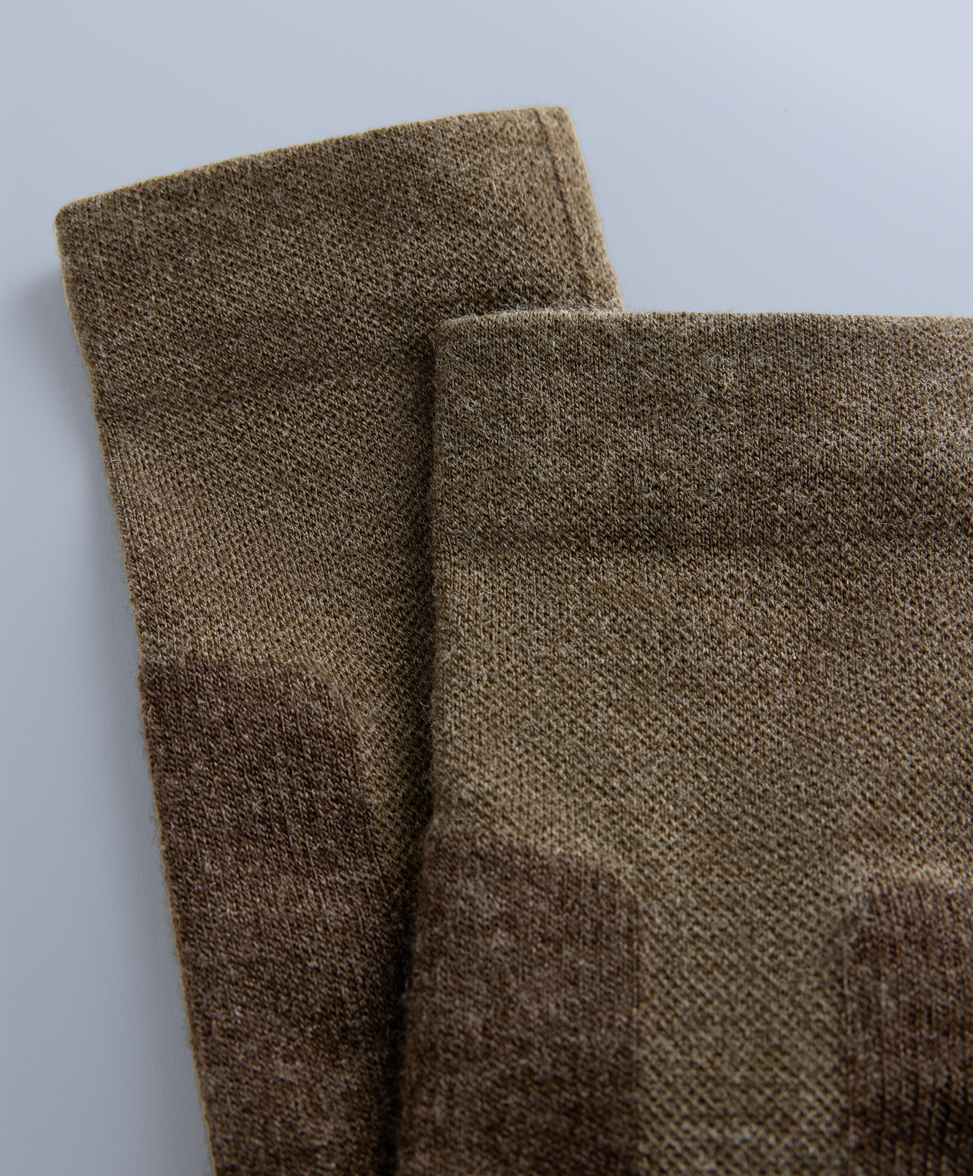 WOOLMARK® wool blend long ski socks — BROWN