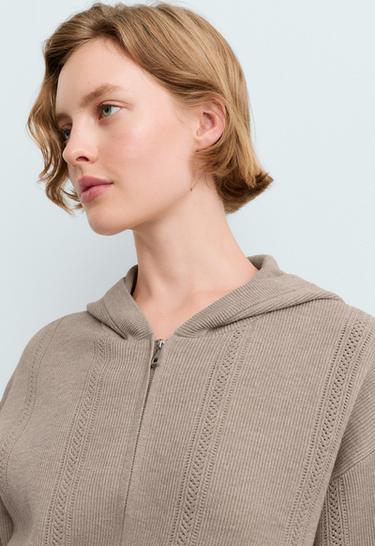 Open-knit hooded jacket — SOFT MINK 3