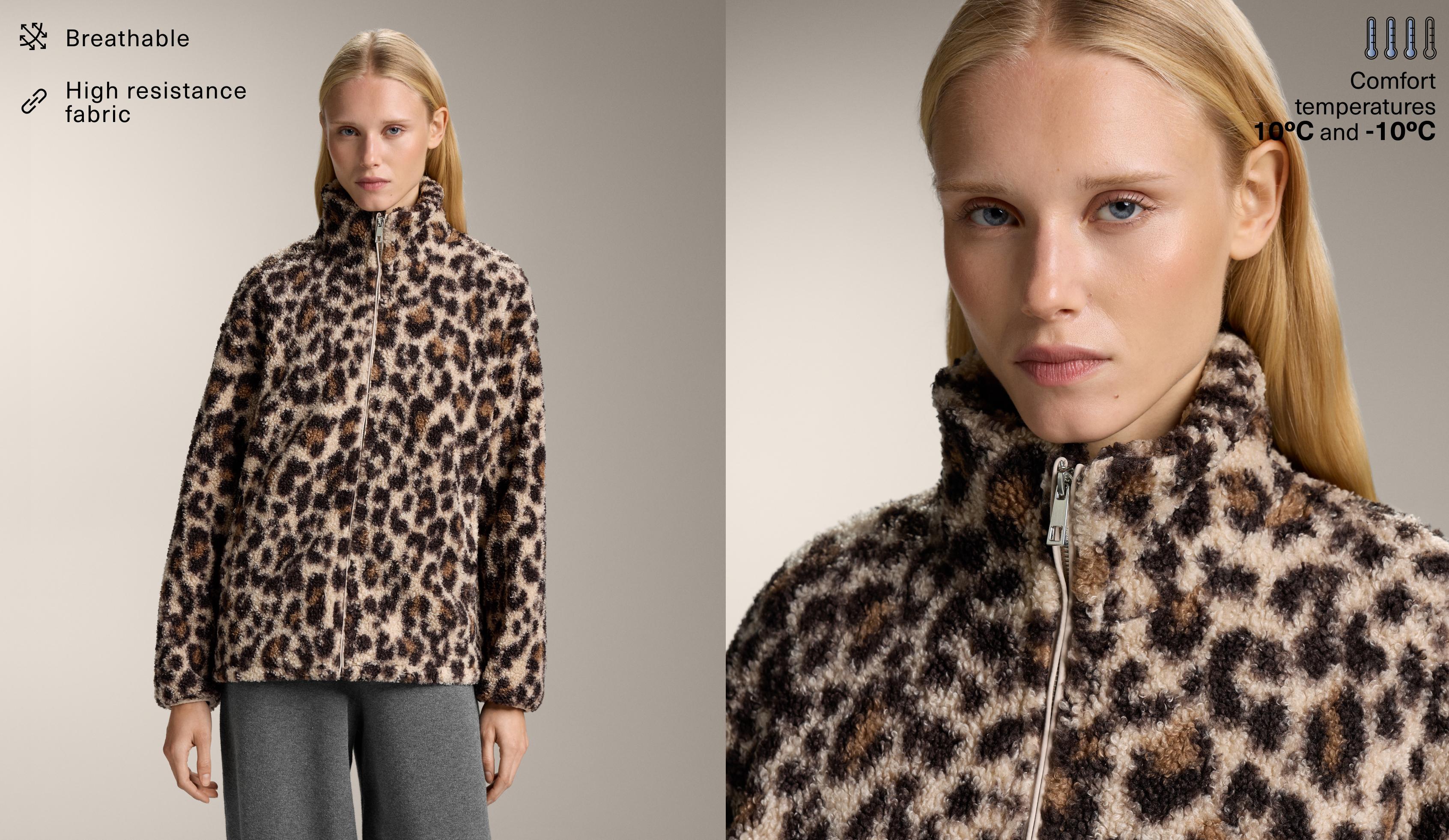 Animal print faux-shearling jacket