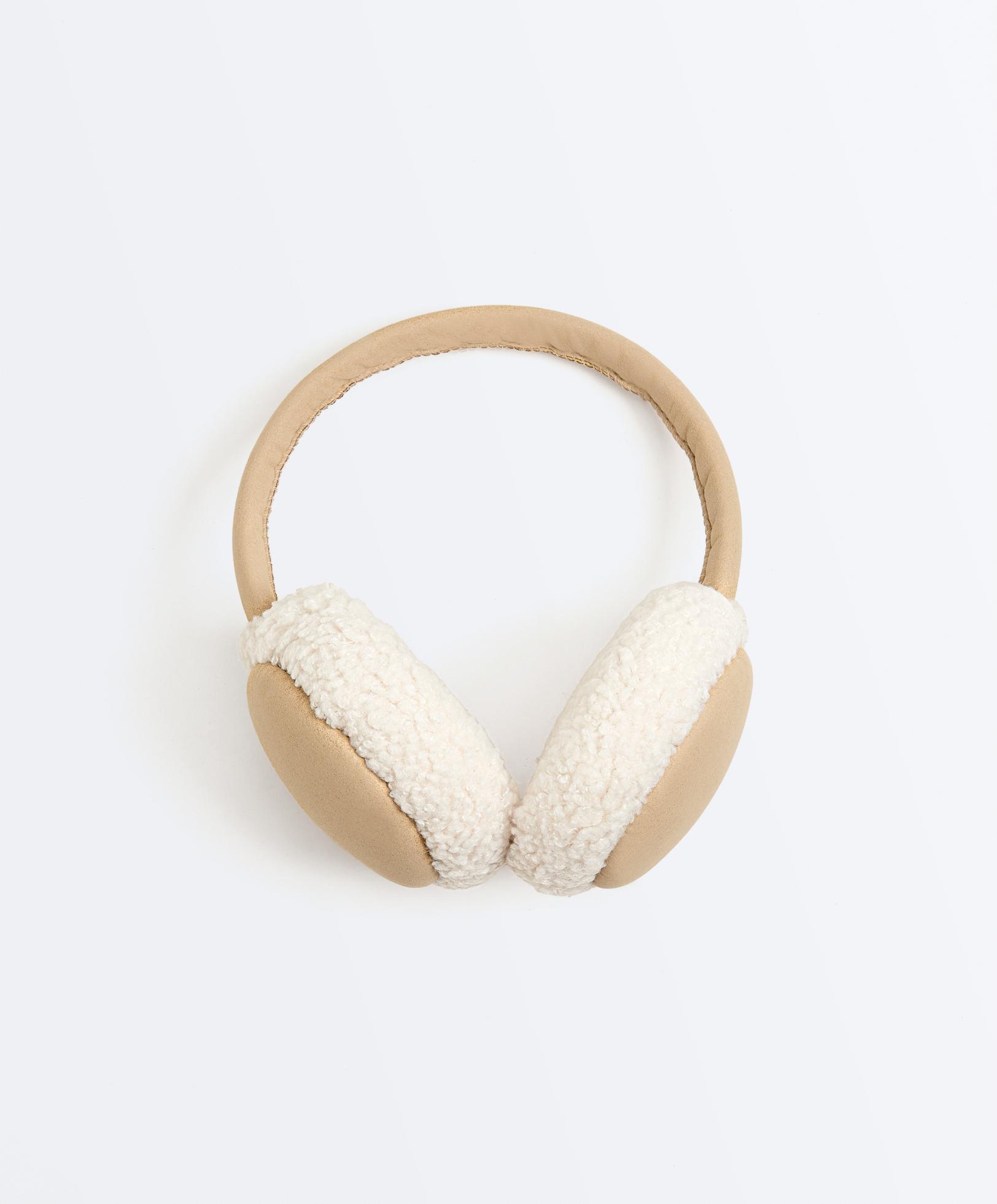 Contrast faux shearling ear muffs - Sale Contrast faux shearling ear muffs - Sale