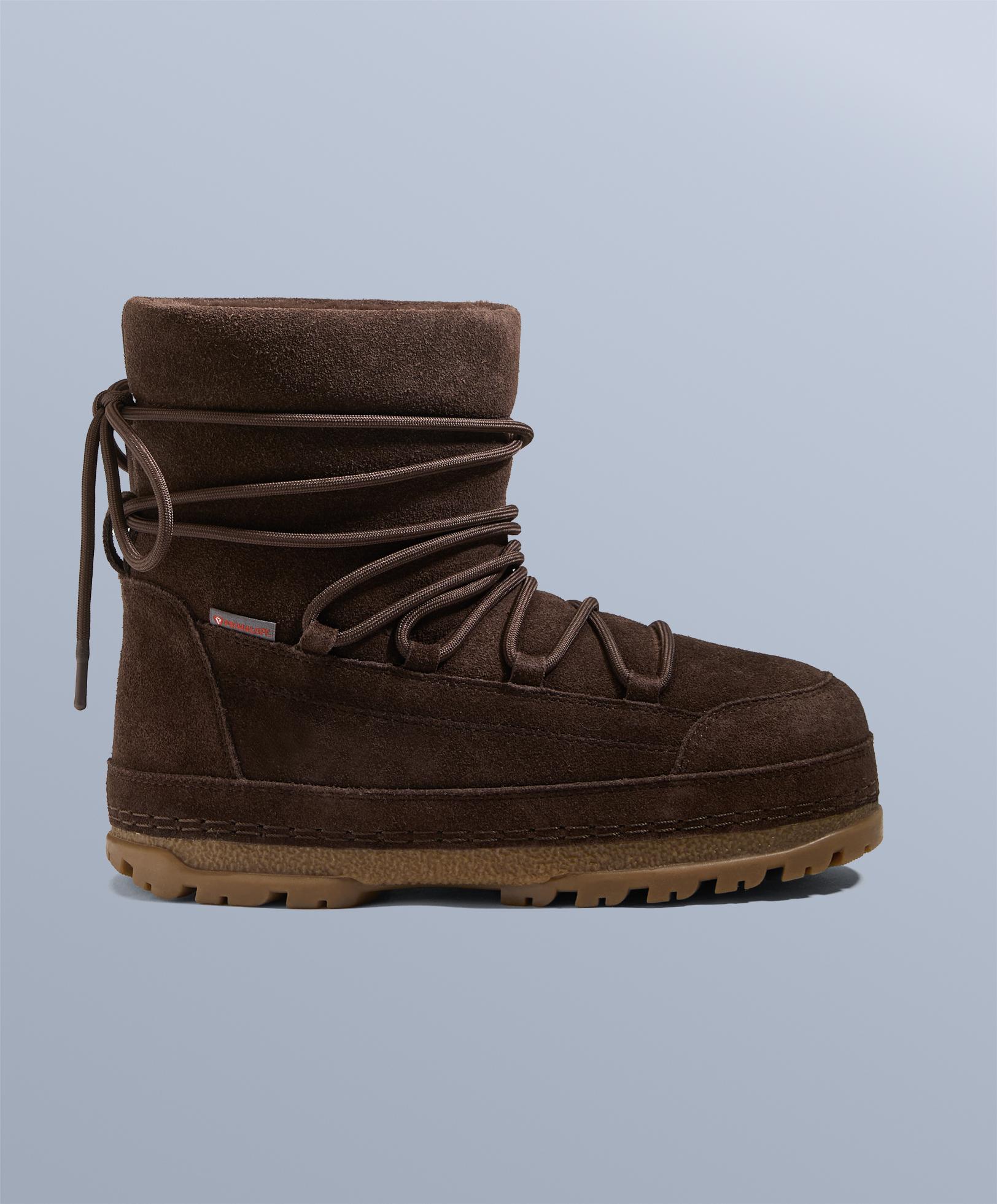 Lace-up technical split leather boots — BROWN