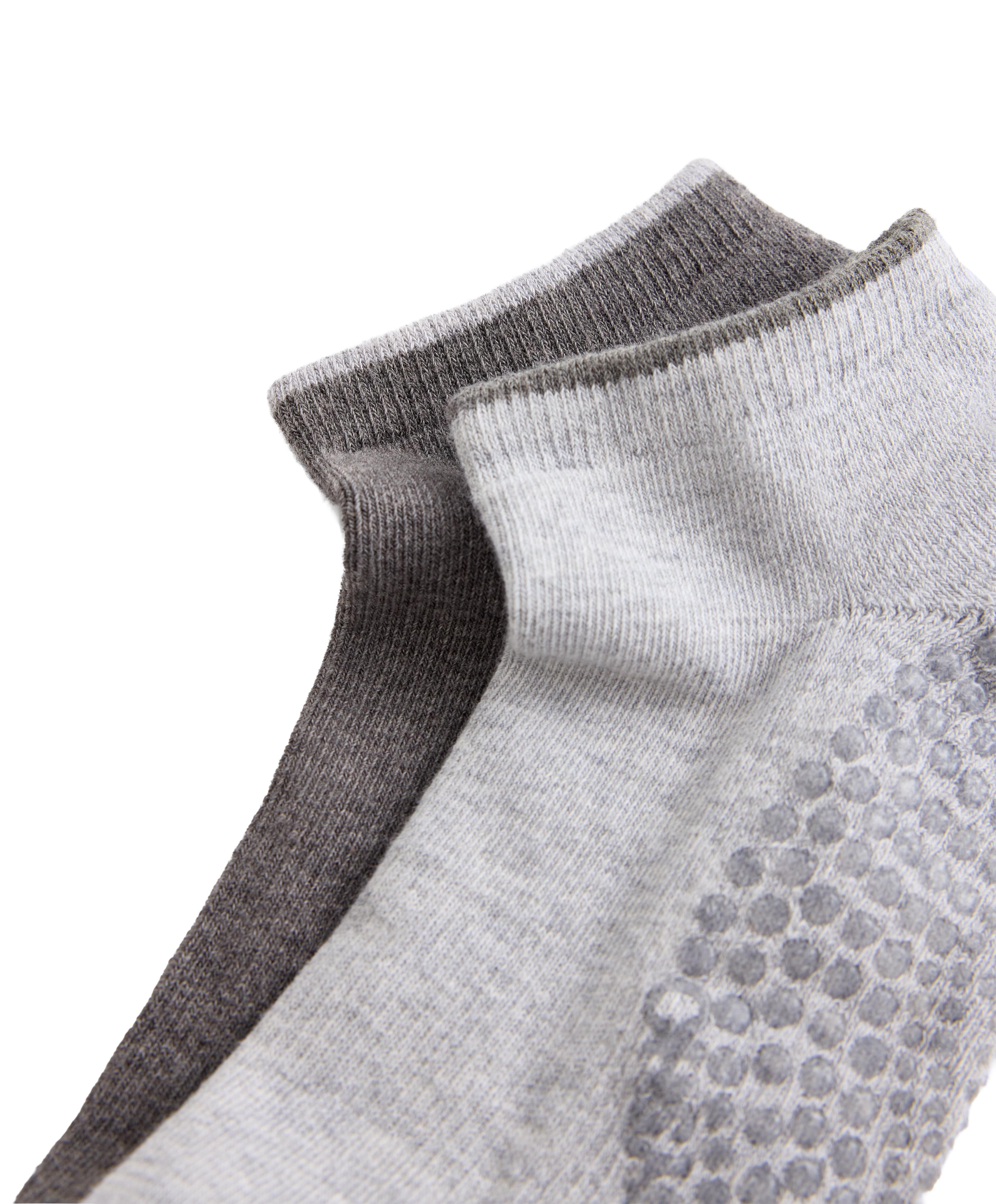 2 pairs of cotton quarter yoga and Pilates socks — DARK-GREY MELANGE