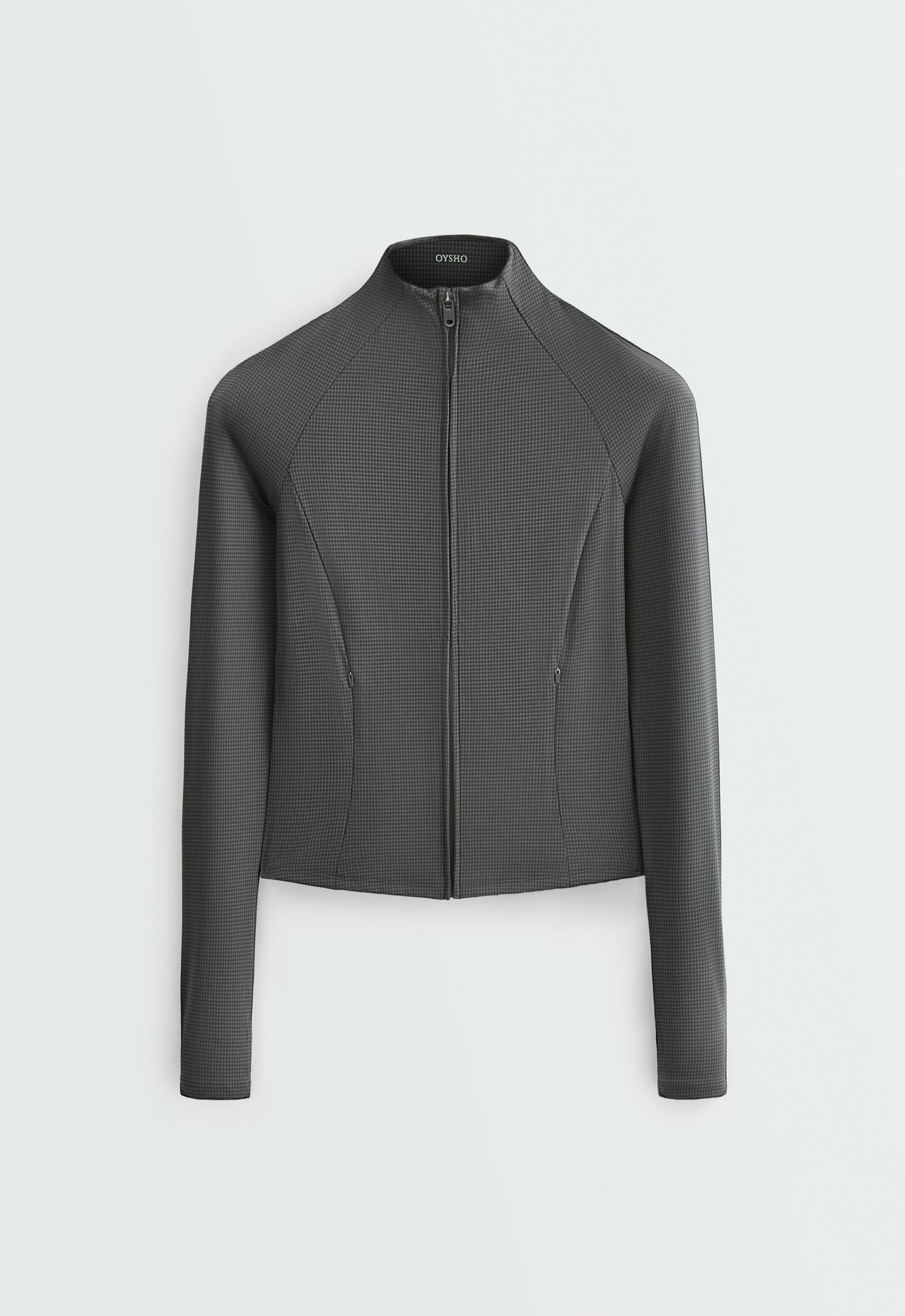 Houndstooth technical jacket — ANTHRACITE