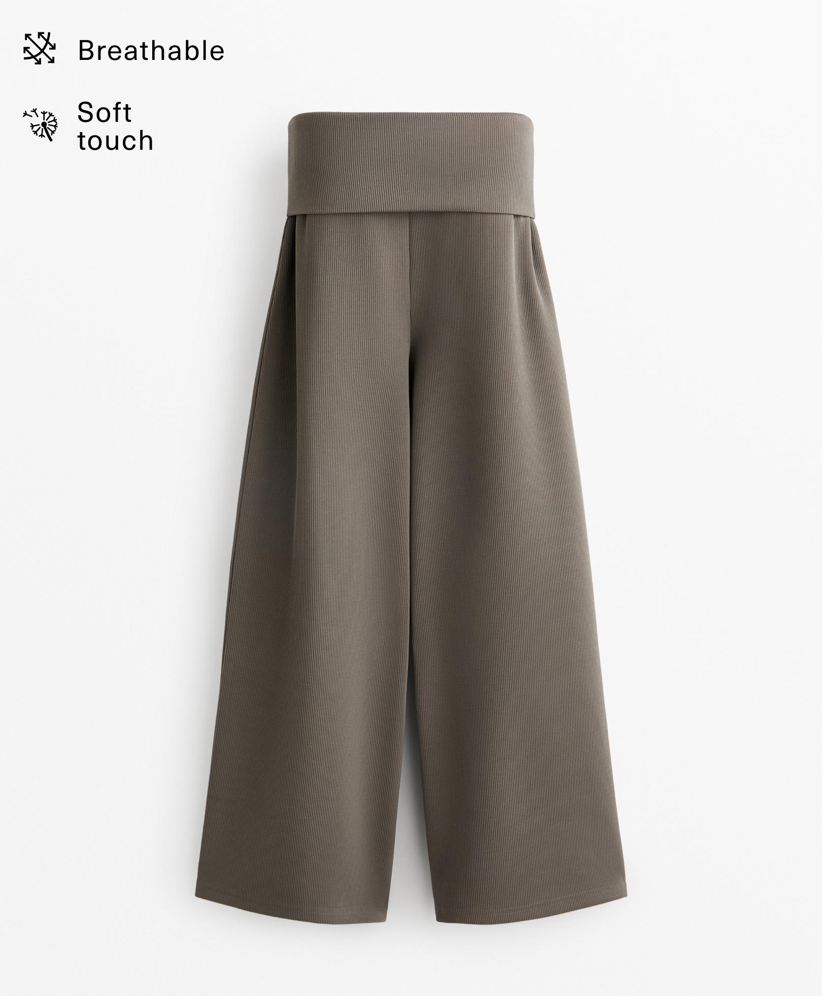 Beli katlanan rib bol pantolon